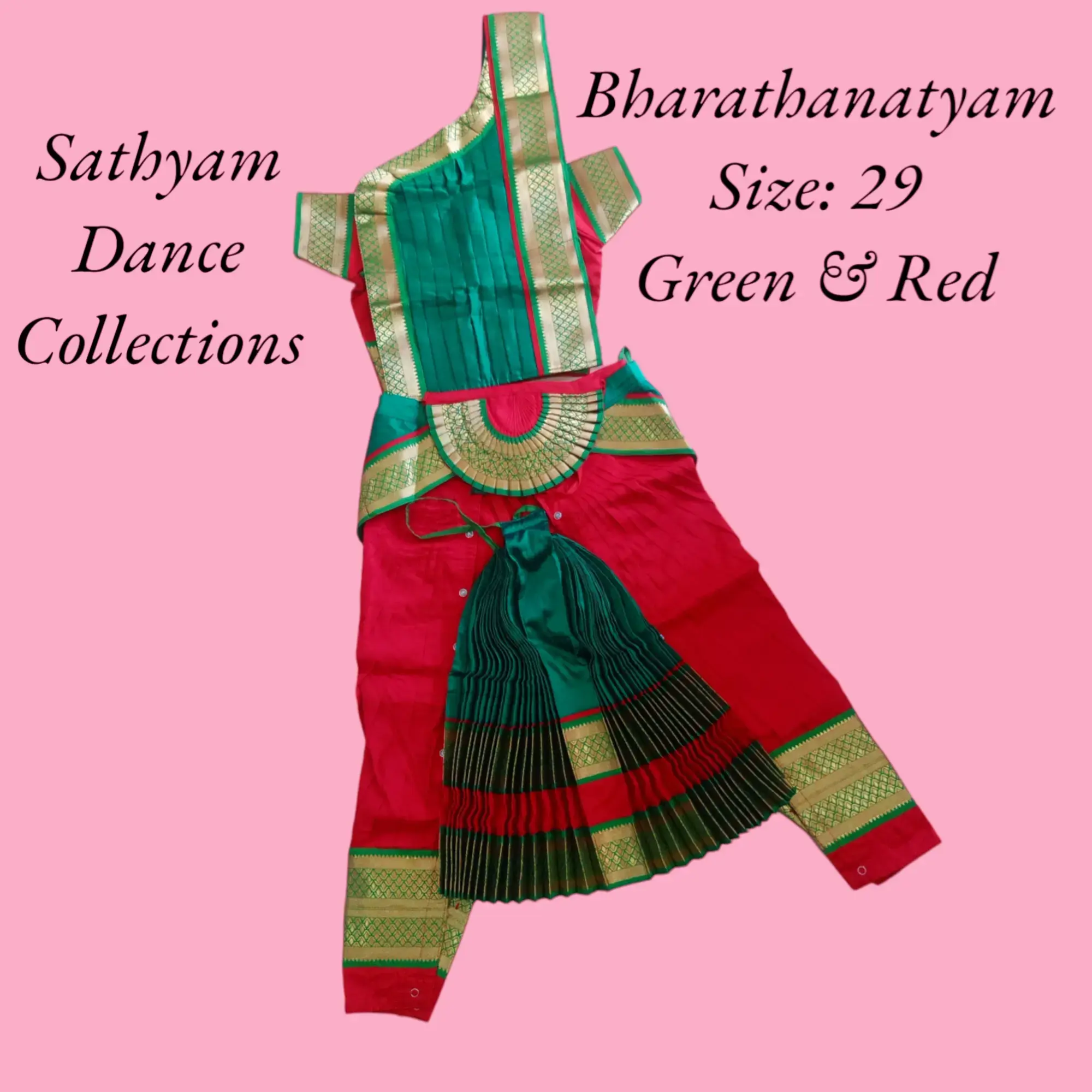 Buy Bharatanatyam Dance Costume/Red & Green Size: 29 online at best price |  Sathyam Dance Collections