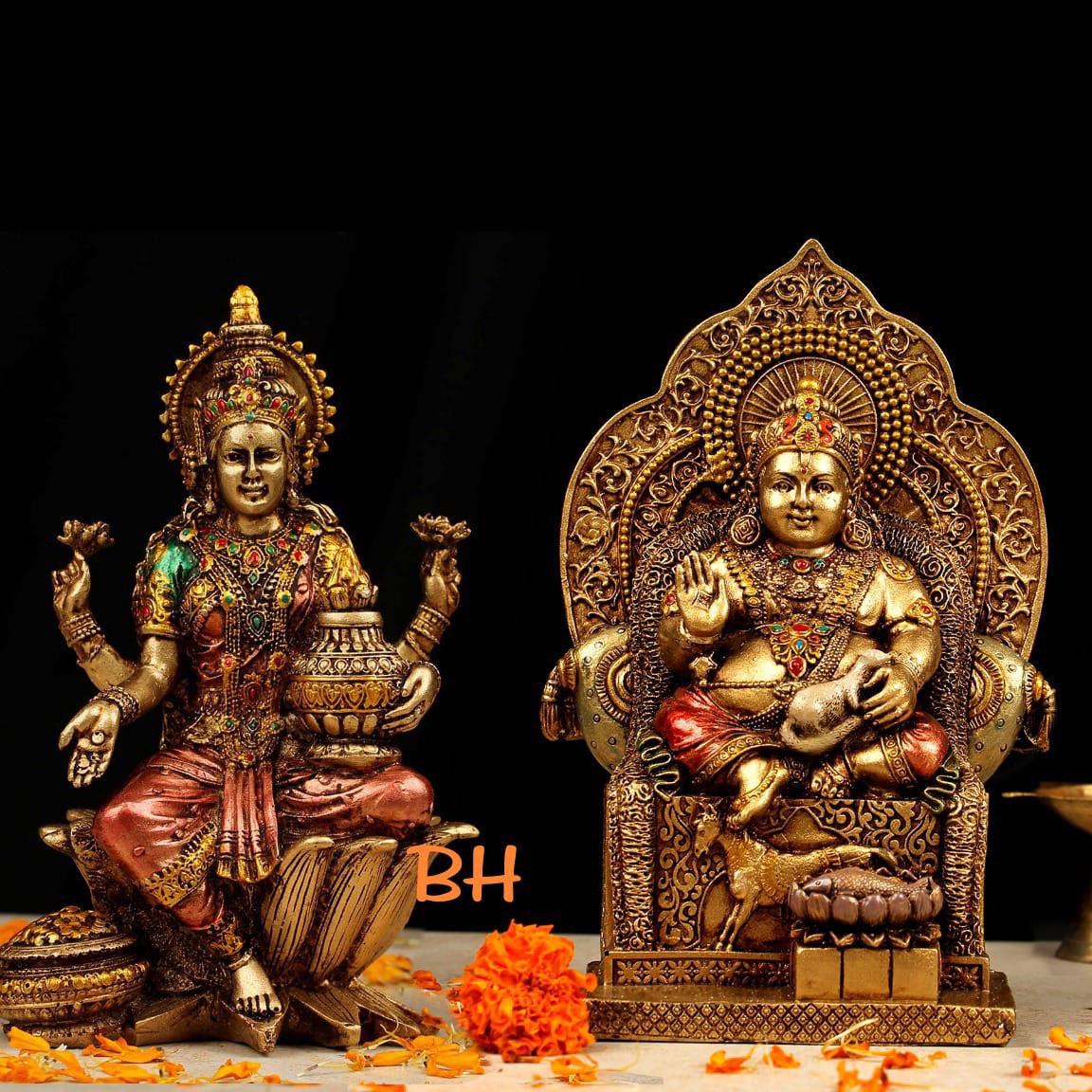 Goddess Lakshmi and Lord Kuber Idol Combo by Banshi Handicrafts