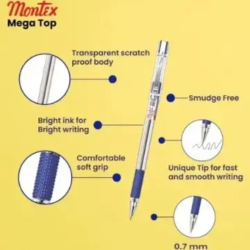 Buy Montex Mega Top Ball Pen ,Black Pack of 10 online at best