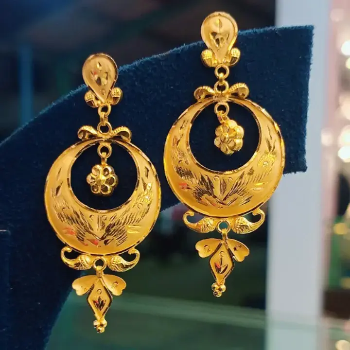 Kanbala Design With Price Fancy Kanbala Gold Earrings At ₹ 25000
