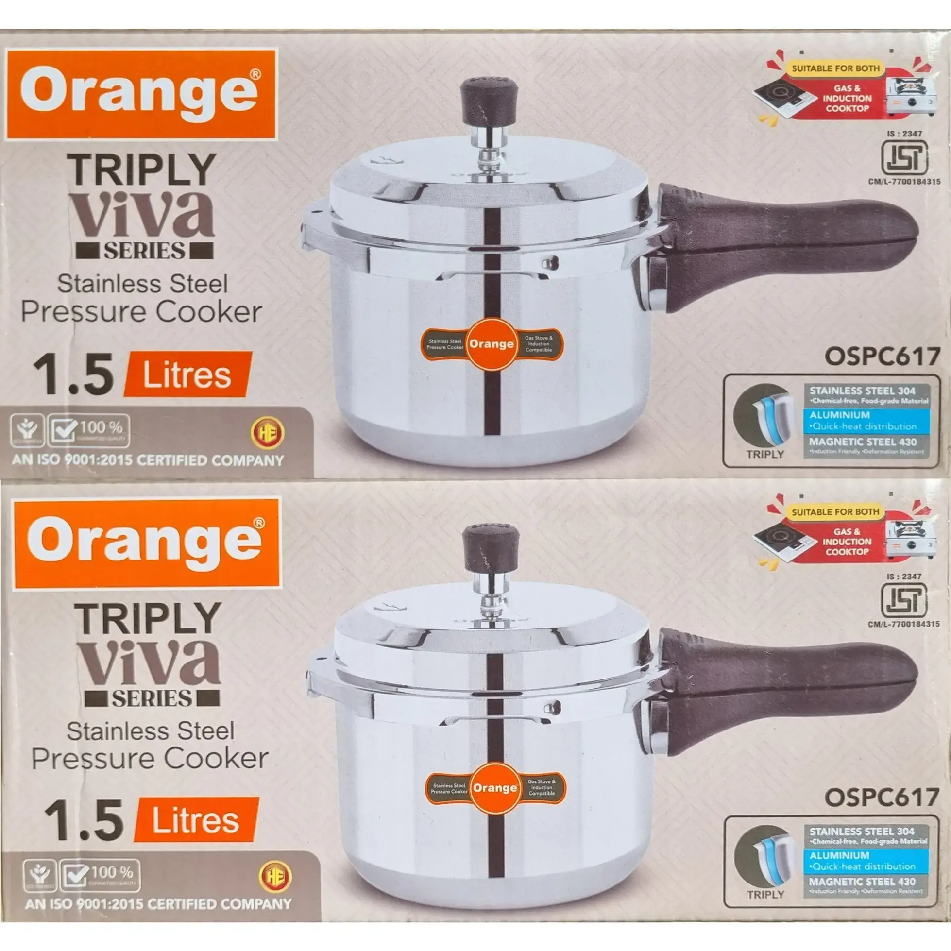 Buy Orange Triply Stainless Steel Outer Lid Pressure Cooker