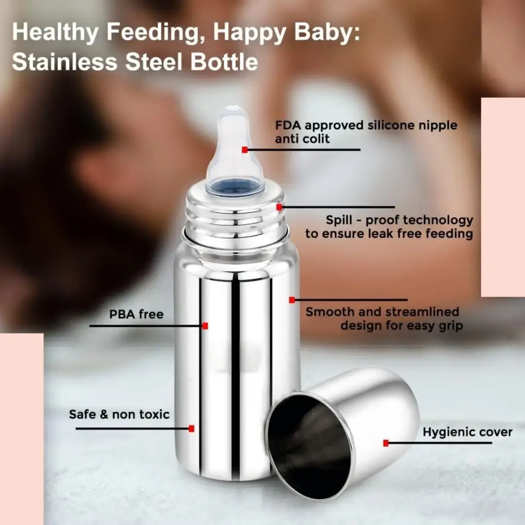 Stainless Steel 304 Grade Feeding Bottle 200 ml Baby Bottle Milk Feeding  Bottle 200ML
