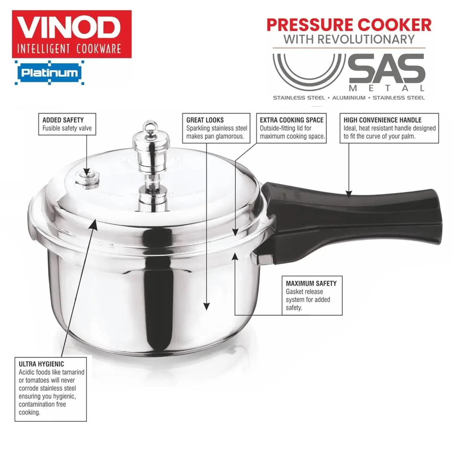 Buy Vinod Platinum Triply Stainless Steel Pressure Cooker Outer