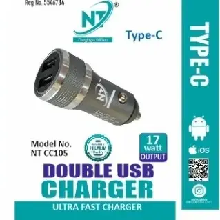 Buy NT CC 105. 3.4 AMP DAUL USB CHARGER online at best price | Naintek