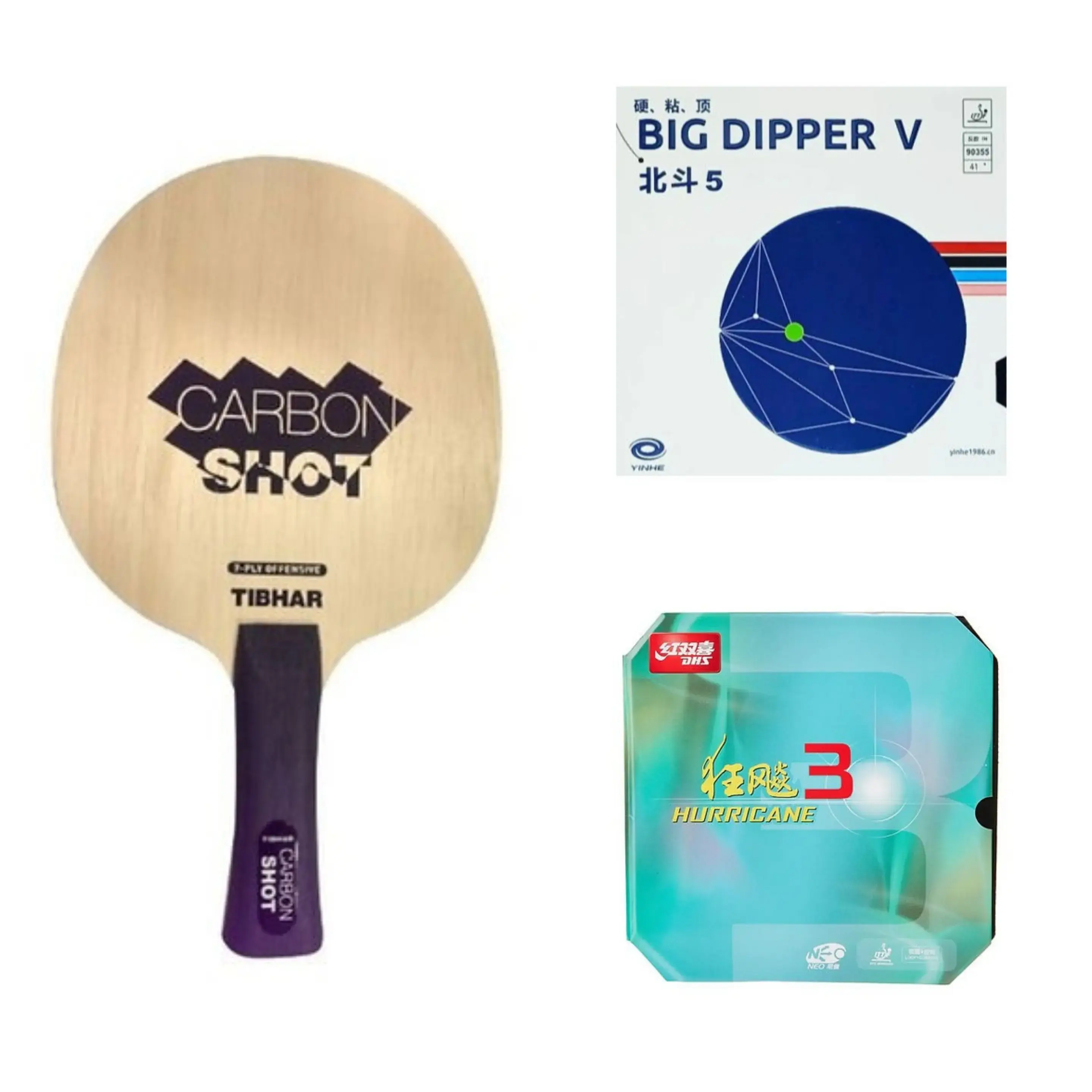 Tibhar Carbon Shot blade paired with Yinhe Big Dipper v and Hurricane Neo 3