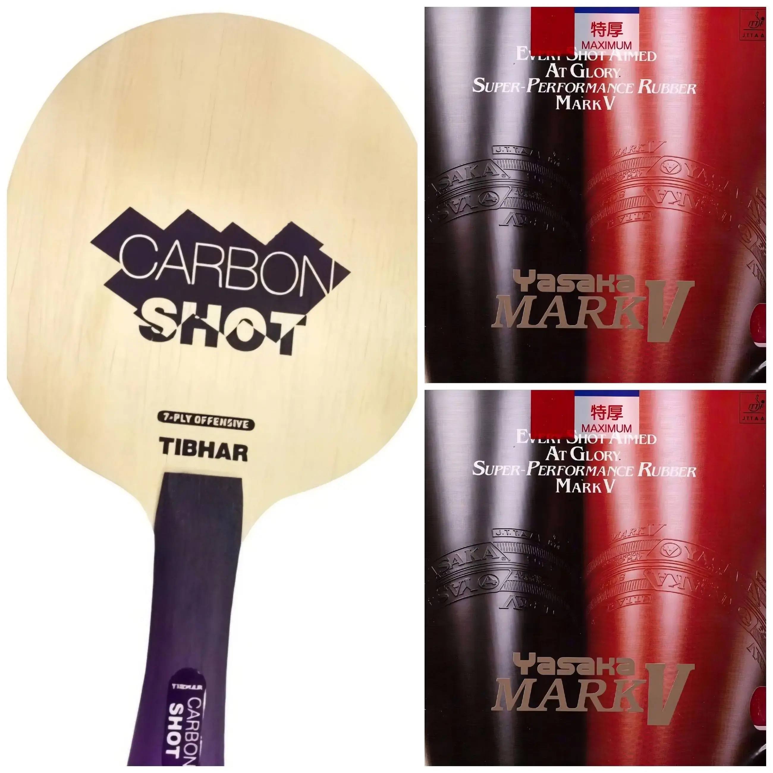 Tibhar Carbon Shot Table Tennis Racket with Yasaka Mark V Rubber
