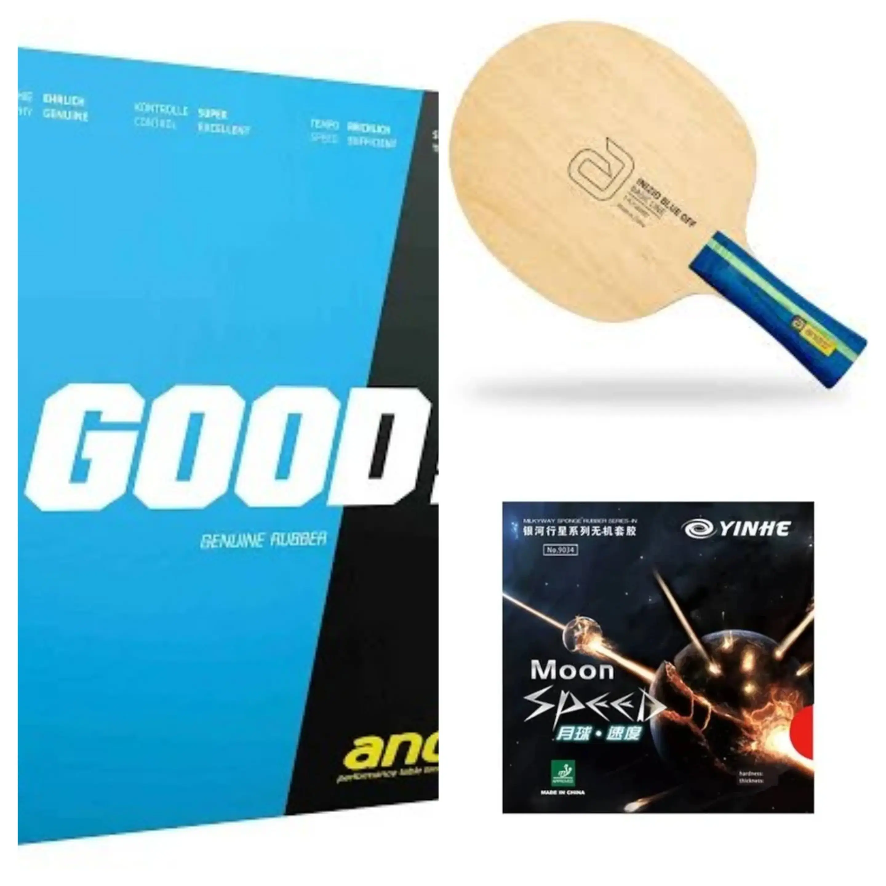 Andro Inizio Blue OFF with Moon Speed and Andro Good Table Tennis Combo | Balanced Speed & Spin Setup