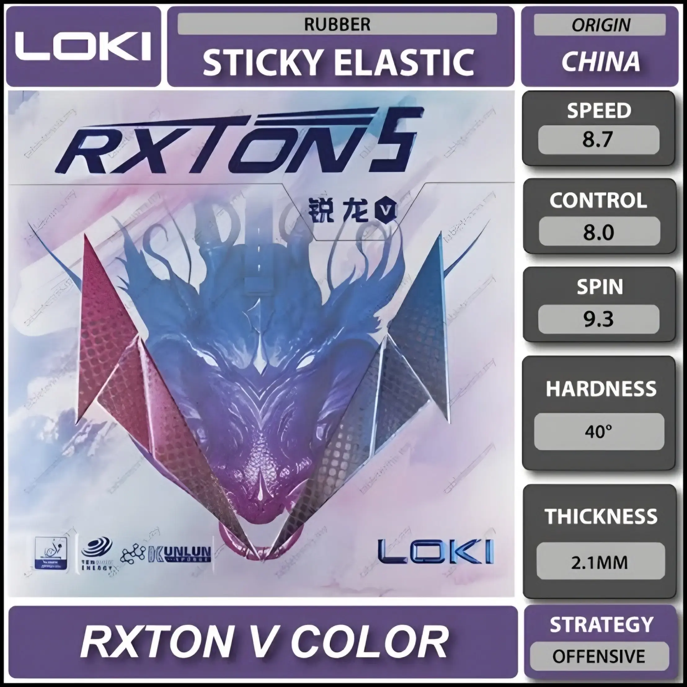 Loki Rxton 5 Colorful Table Tennis Rubber