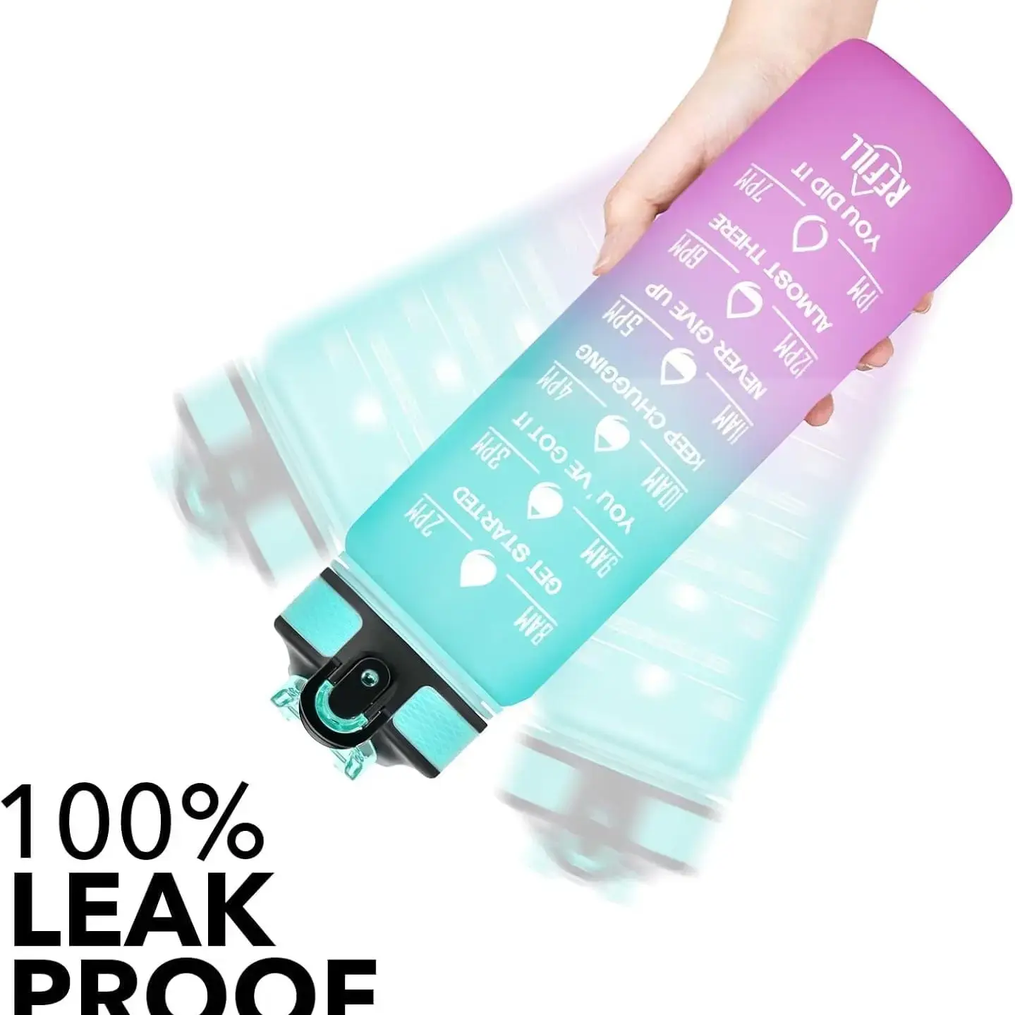 Motivational Water Bottle 1000ml for Table Tennis Players