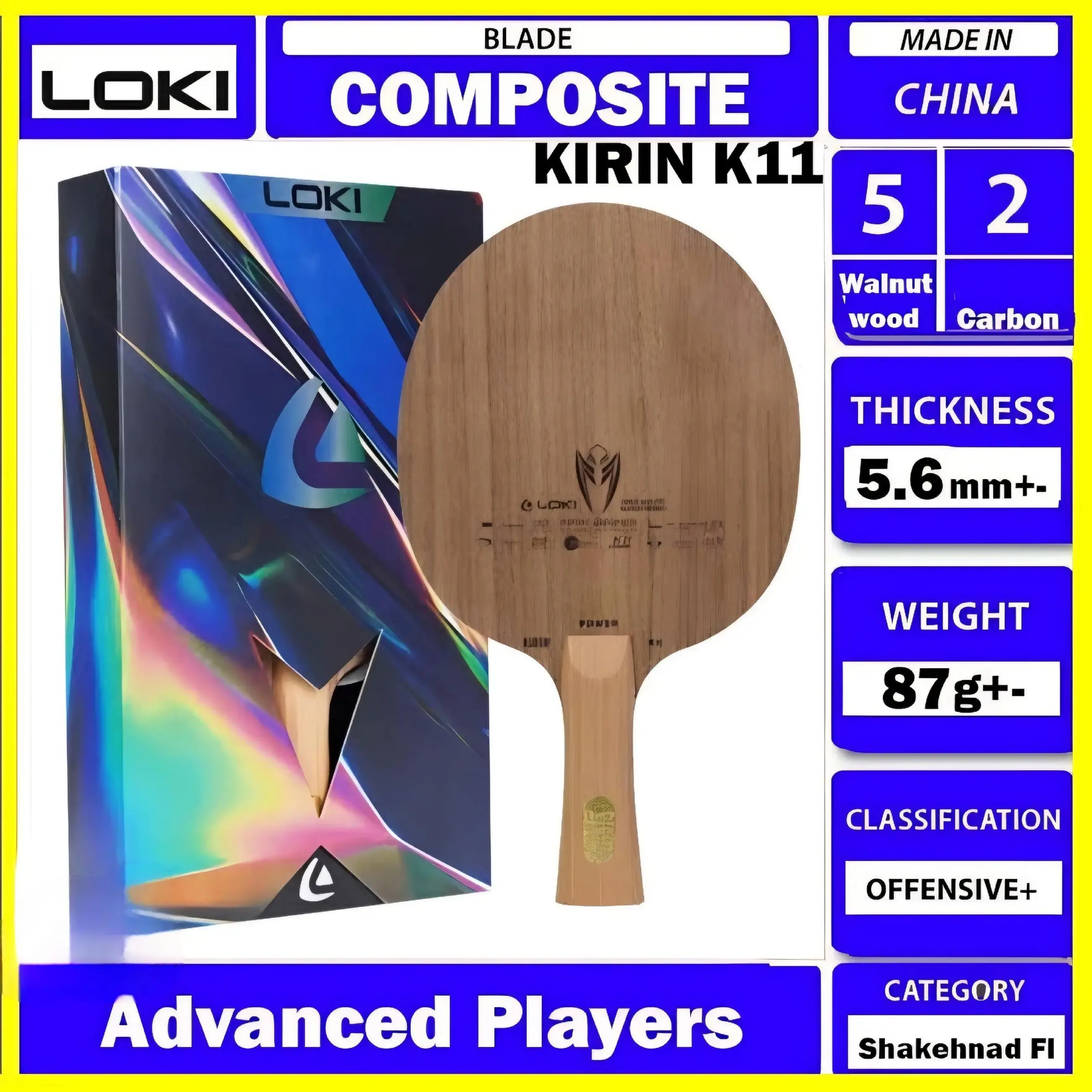 Loki Kirin K11 FL Composite Carbon Table Tennis Blade Paddle Bat Raket Ping Pong