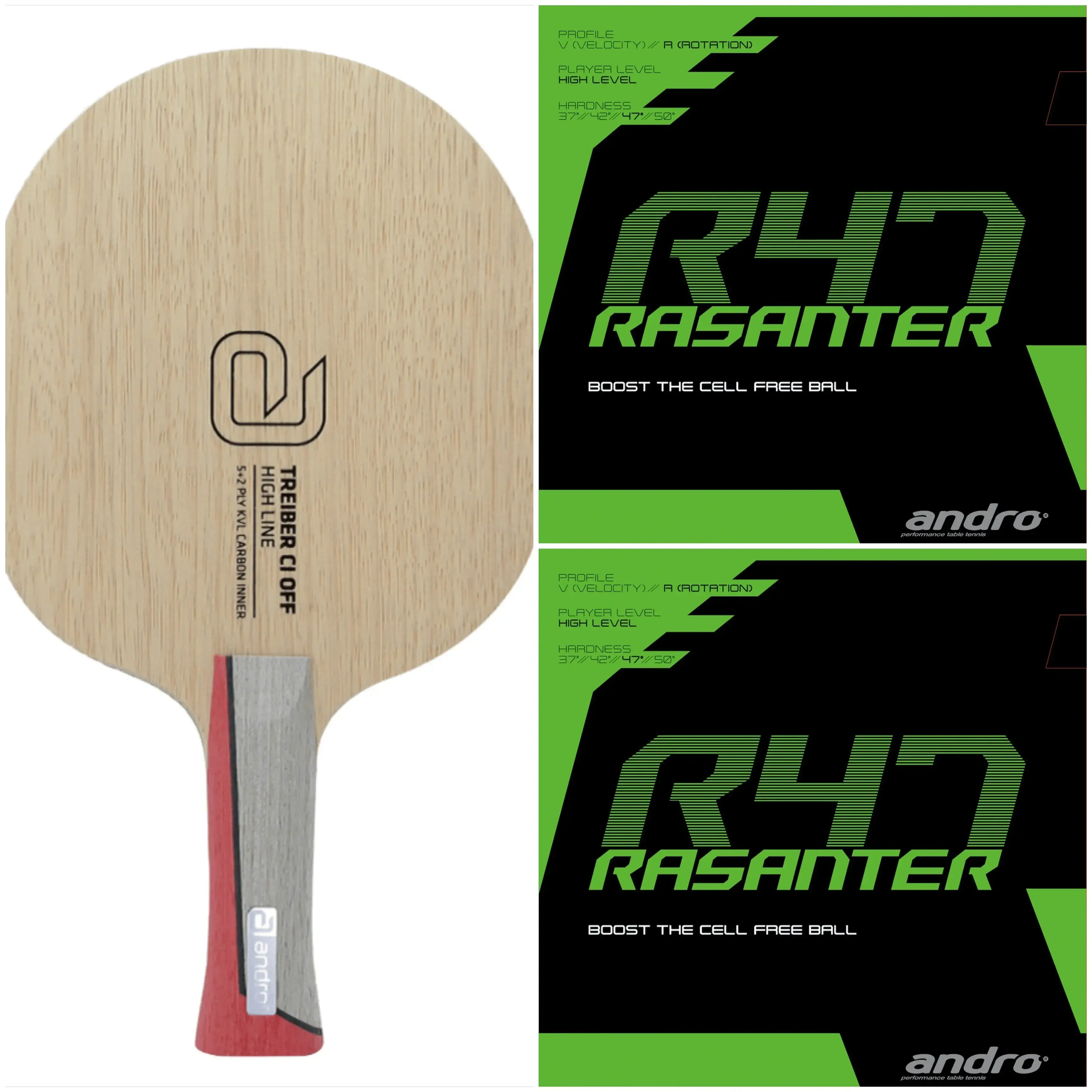 Andro Treiber C O Blade with Rasanter R47 Rubber on Both Sides