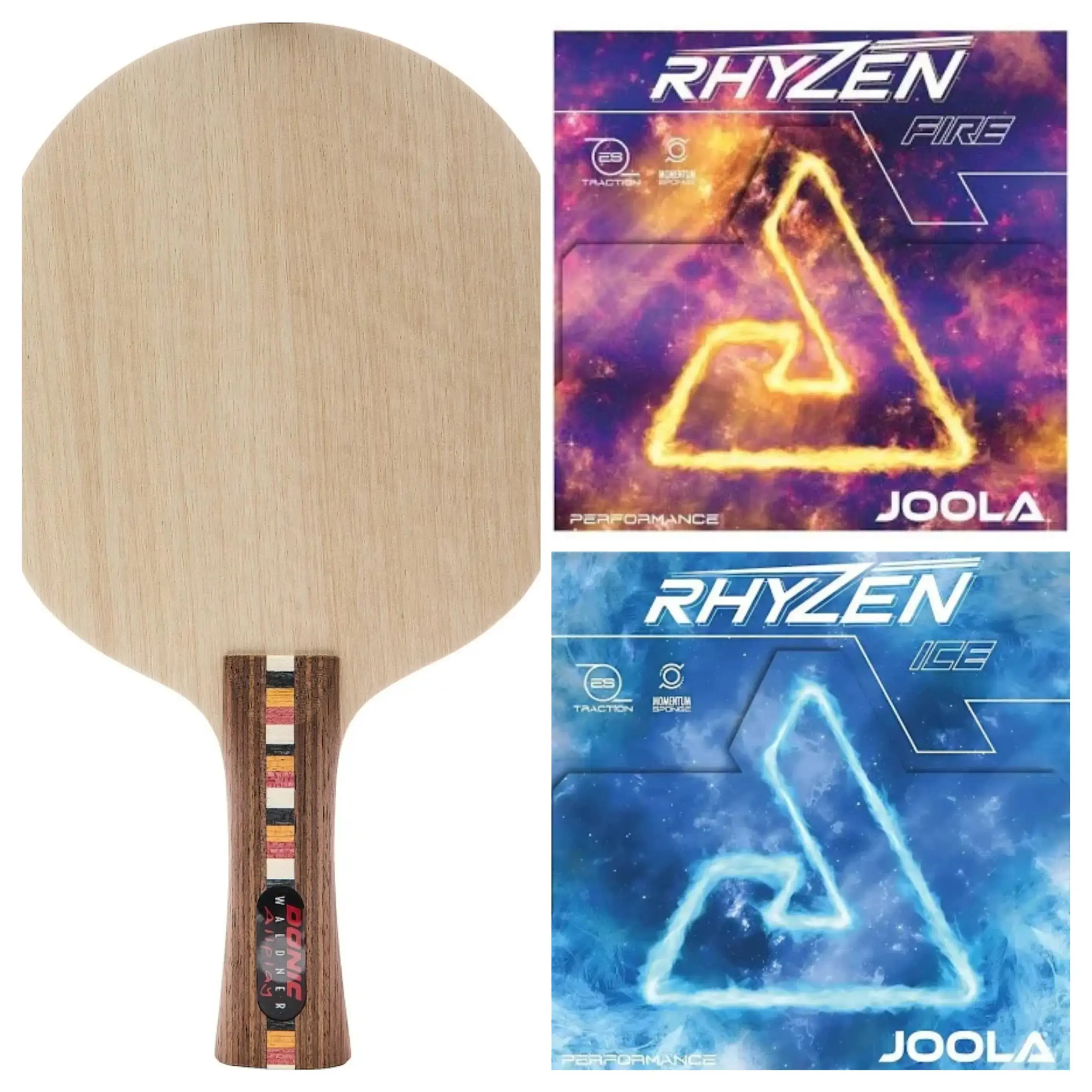 Donic Waldner Allplay + JOOLA Rhyzen Fire + JOOLA Rhyzen Ice Table Tennis Racket Combo
