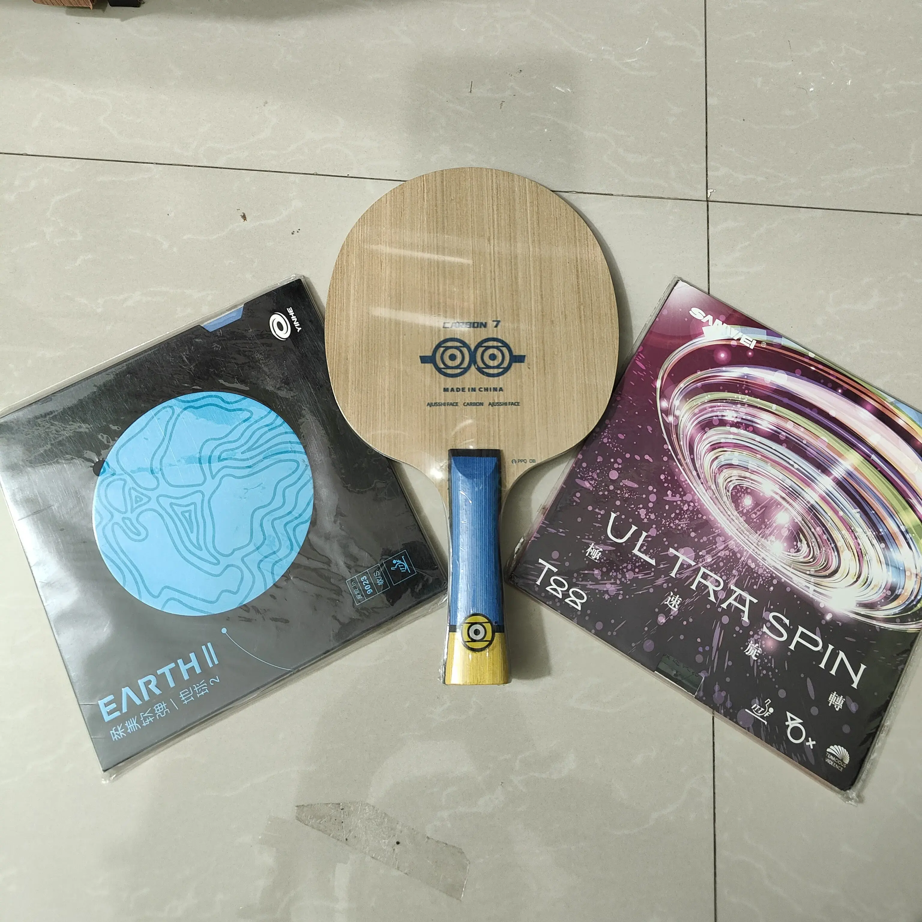CARBON 7 MINION BLADE WITH SANWEI ULTRASPIN AND EARTH 2