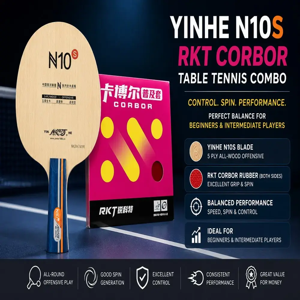 Yinhe N10S with RKT Corbor Rubber Best Budget Table Tennis Bat