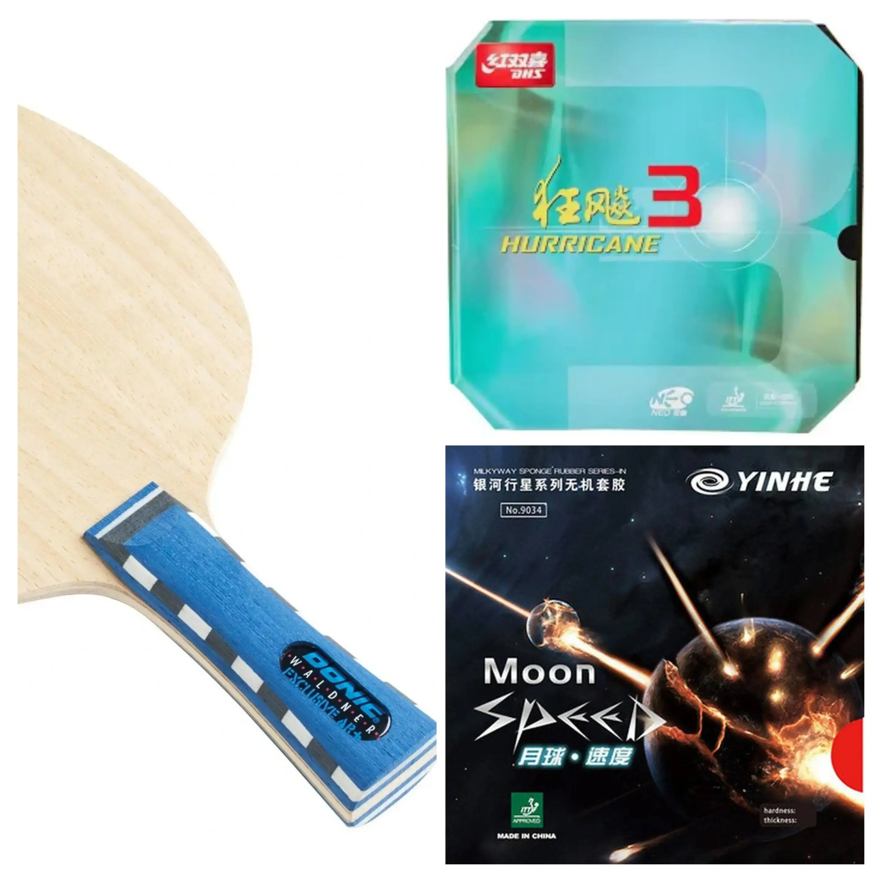 Donic Waldner Exclusive AR+ with DHS Hurricane 3 Neo & Yinhe Moon Speed Combo