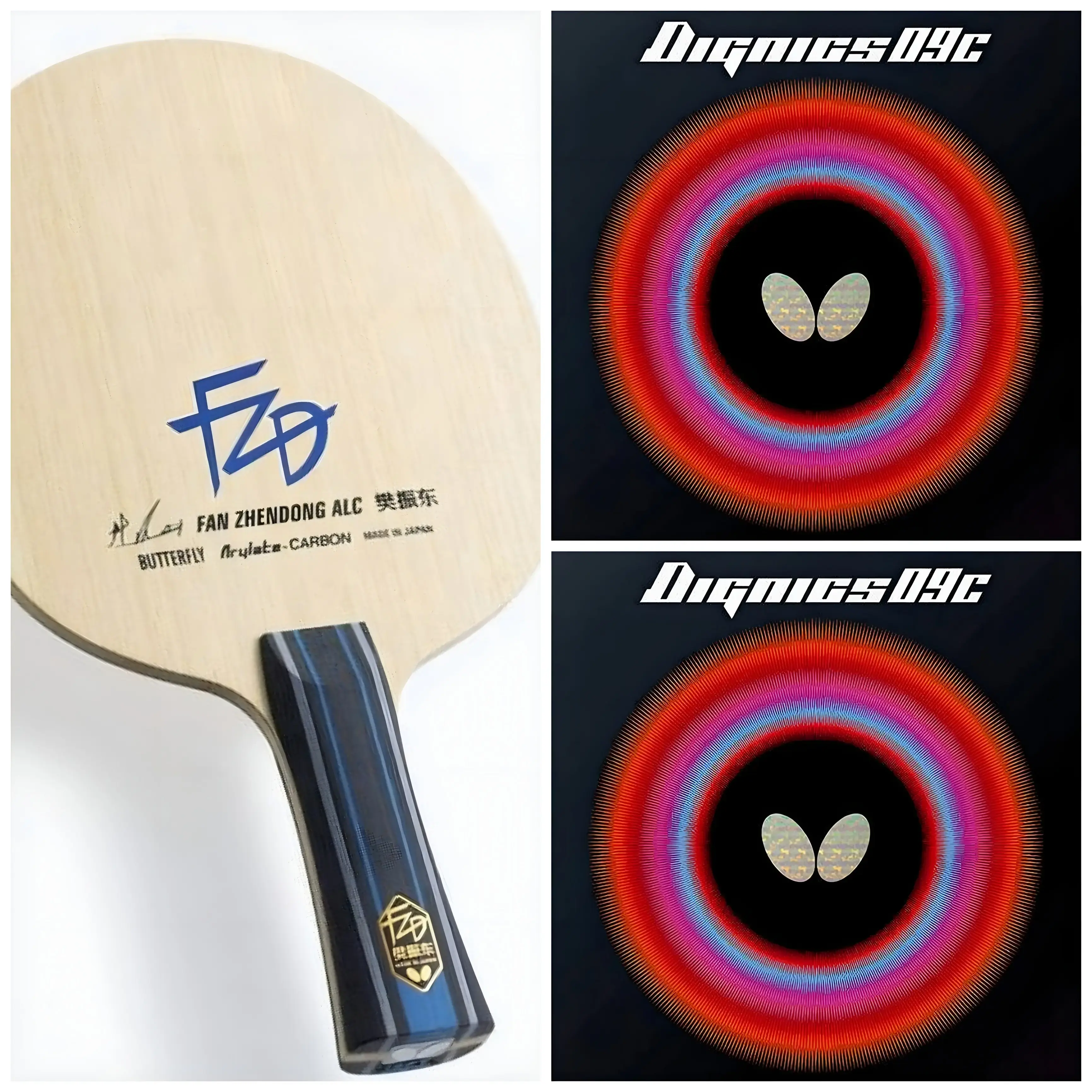Butterfly Fan Zhendong ALC Blade with Dignics 09C Rubbers Both Sides