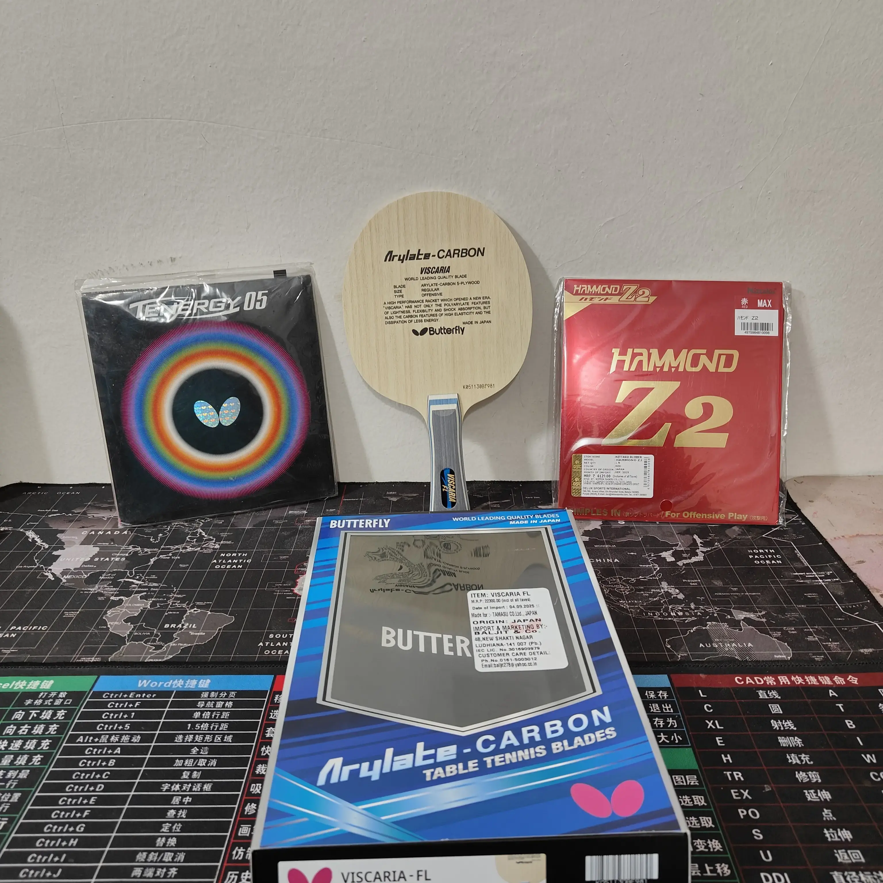 Butterfly Viscaria Table Tennis Combo Tenergy 05 Nittaku Hammond Z2