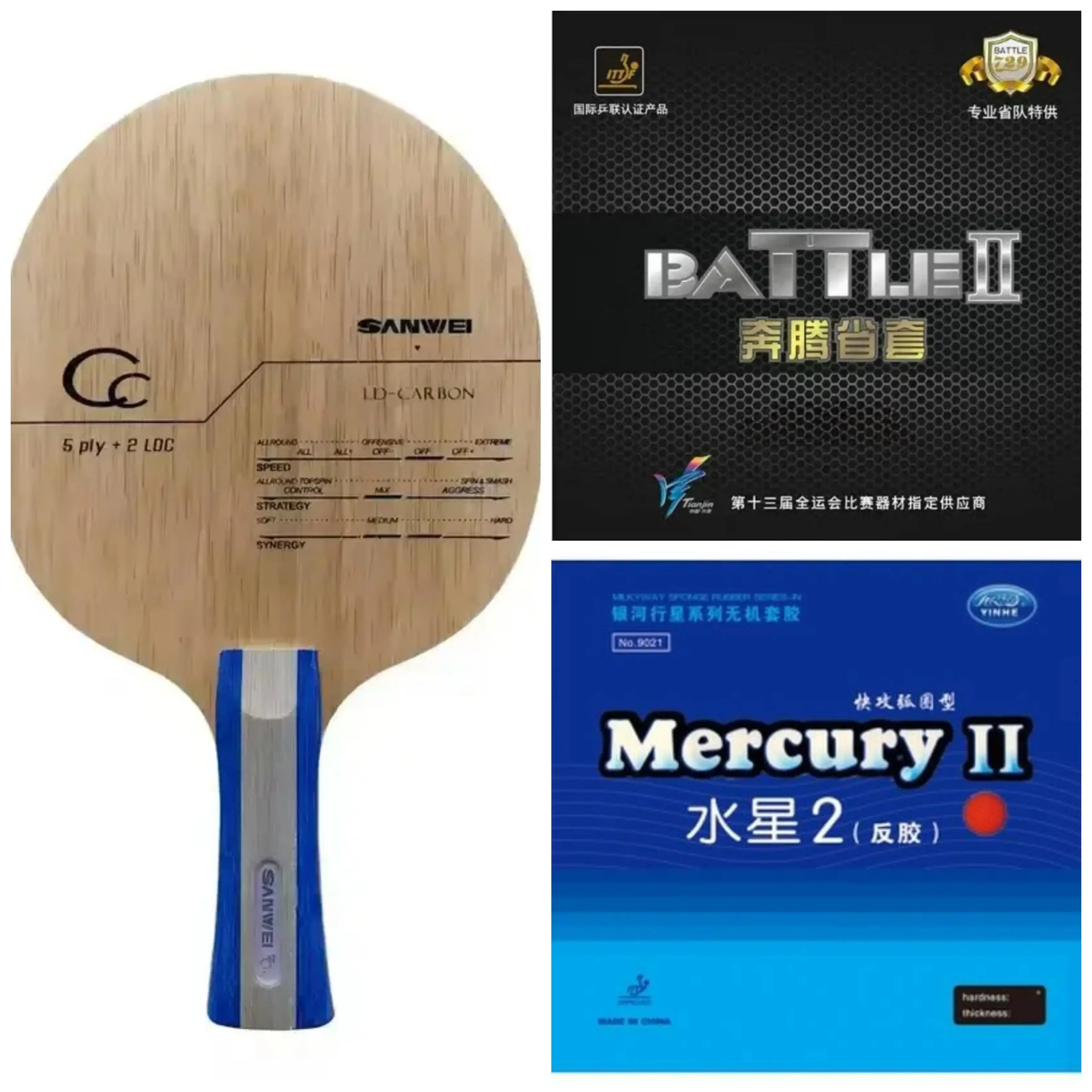 Sanwei CC Carbon Blade with Battle 2 and Mercury 2 Rubber Combo