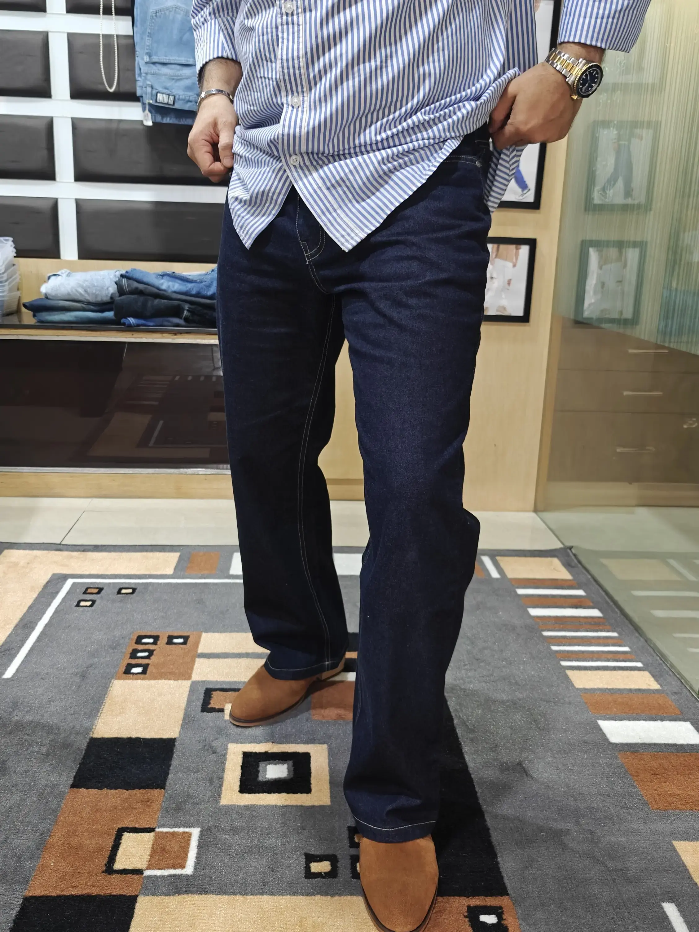 Buy Semi Bootcut Jeans In Raw Indigo online at best price | 127