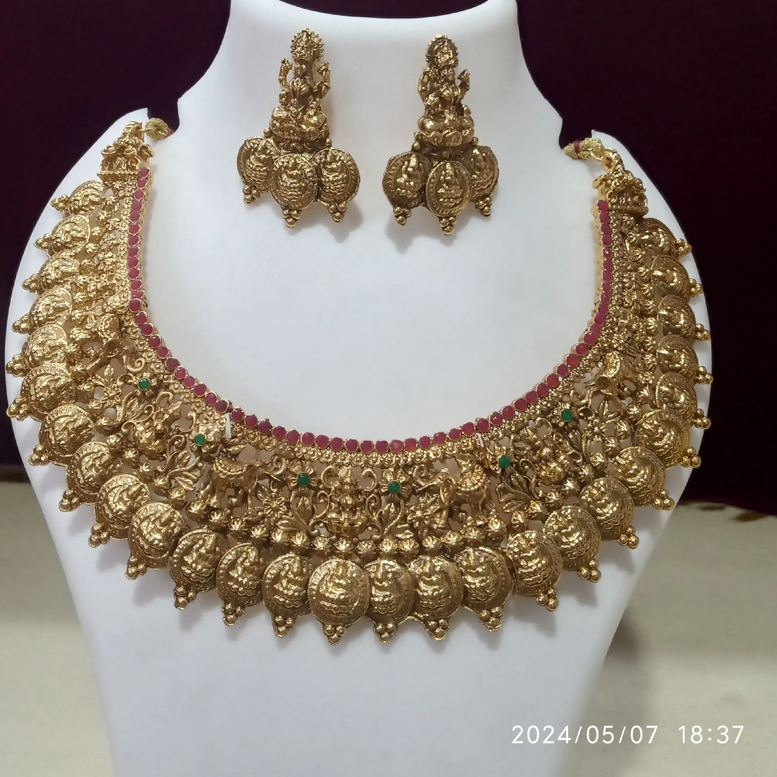 Buy Temple jewellery Collection Set online at best price Sri devi gold covering one gram fashion jewelry