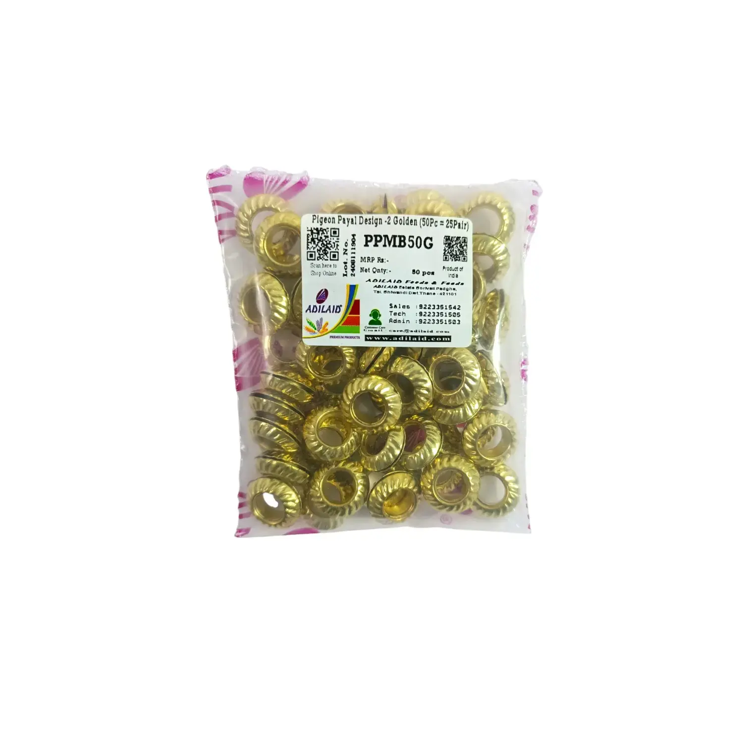 Pigeon Payal Design - 2 Golden (50Pc = 25Pair) - 1