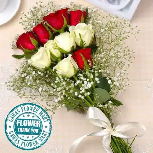 Flower Bouquet Red Rose White Rose Gypsy Flower Bouquet - 1