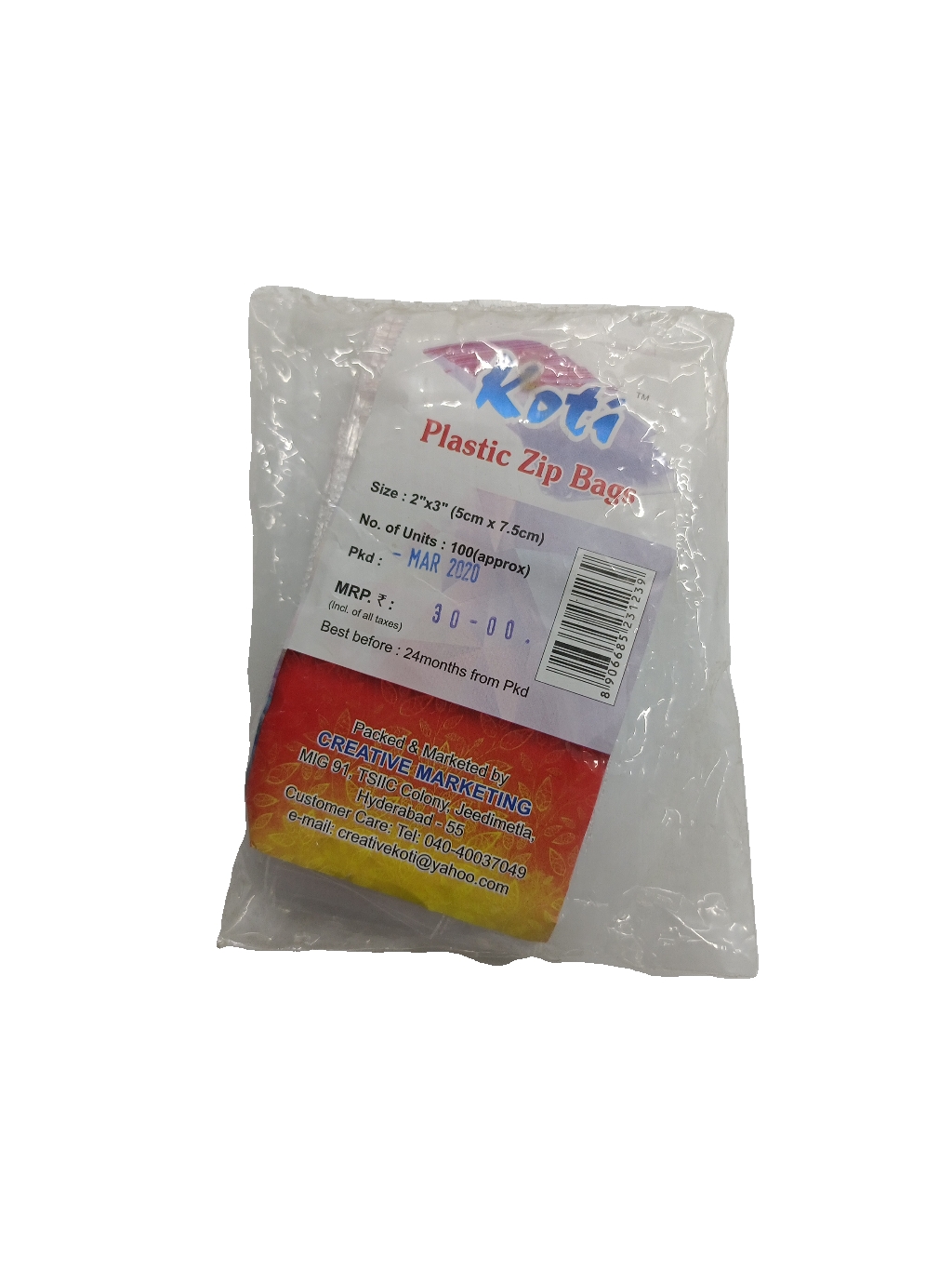 Buy Koti Plastic Zip Bag 100 PIECE online at best price | Modernmart