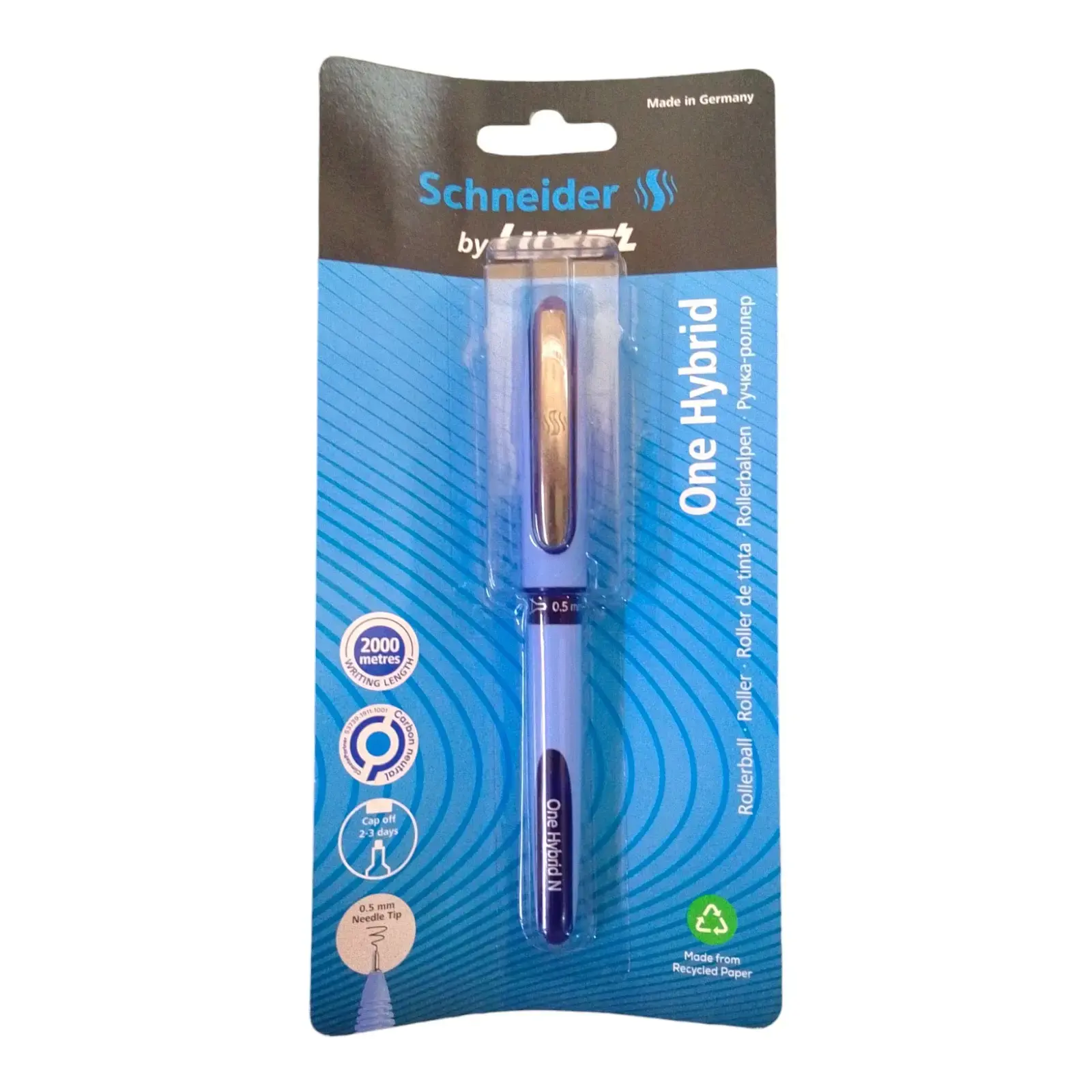 Lot De 3 Stylos Roller Schneider One Hybrid N - Pointe Aiguille 0.3mm, Encre Bleue Effaçable