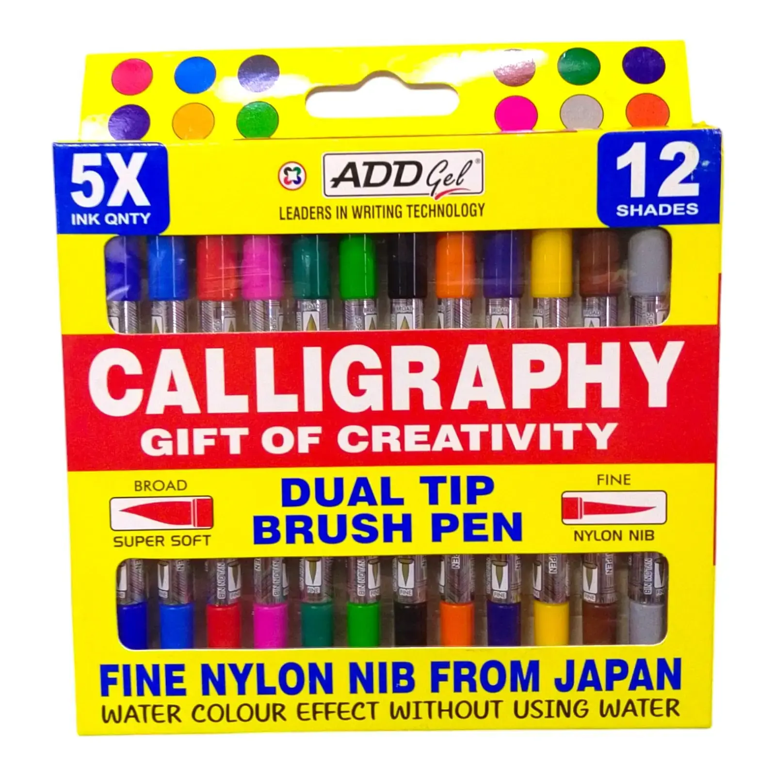 Buy Add Gel Calligraphy Dual Tip Brush Pen 12 Shade online at best