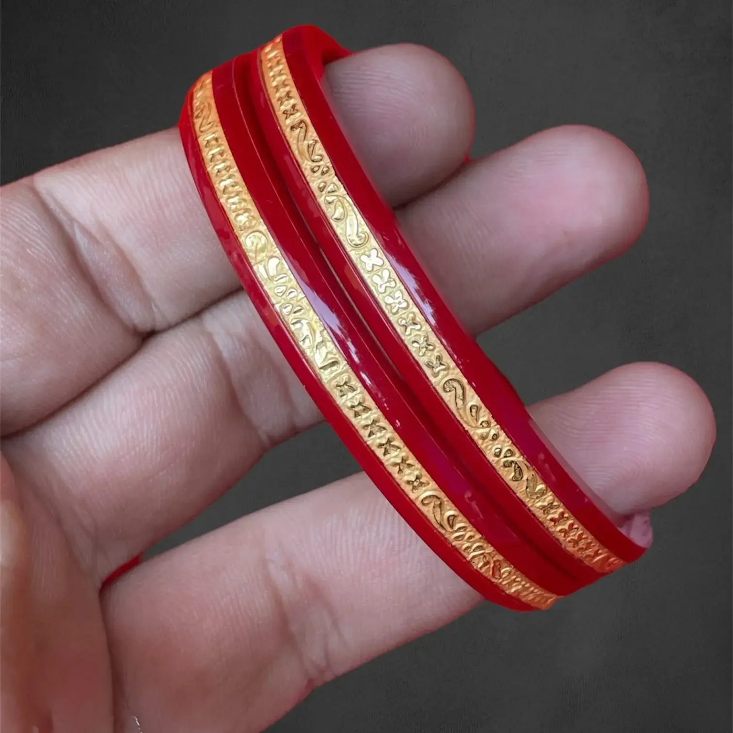 Light Weight Gold Simple Pola Badhano Premium Sakha Bangles For Women