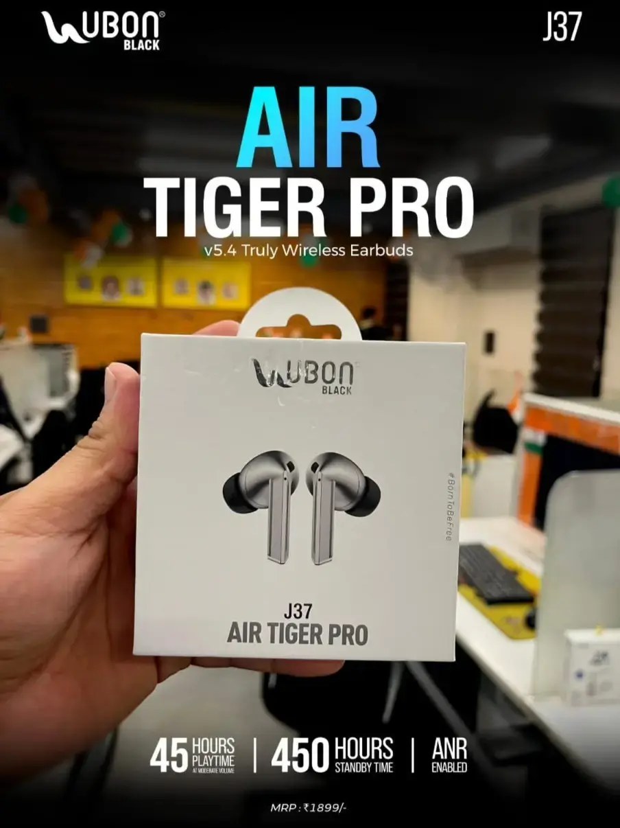 UBON Black J37 Air Tiger Pro Truly Wireless Earbuds (45 Hrs Playtime,  ANR Enabled)