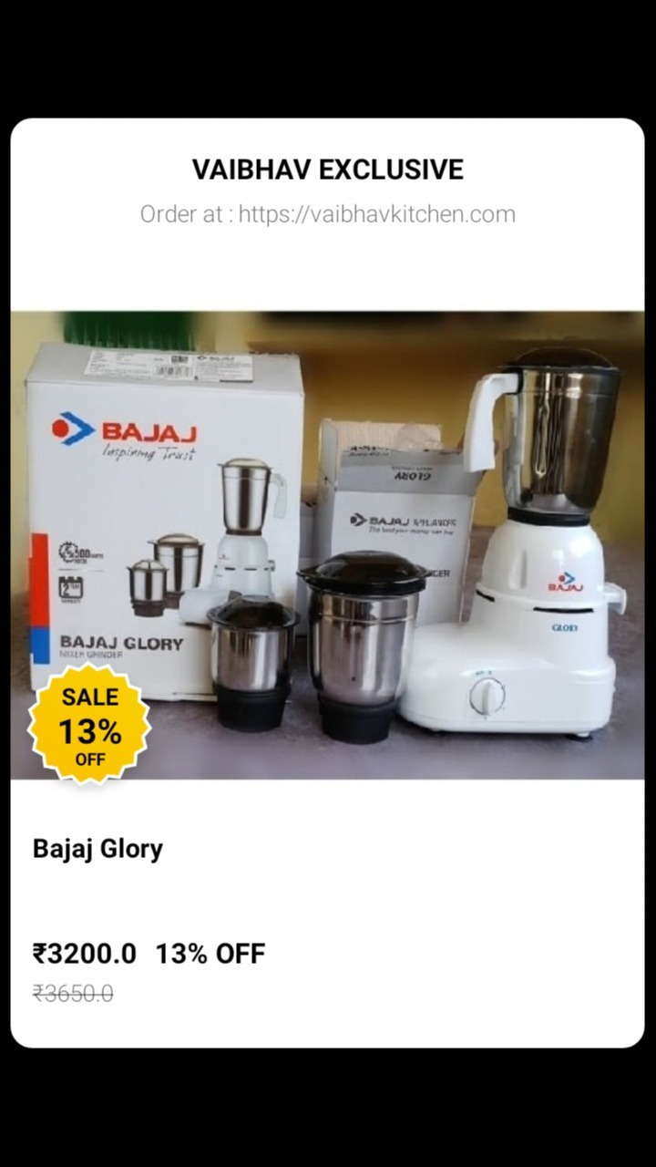 Bajaj Glory Mixer Grinder Flipkart