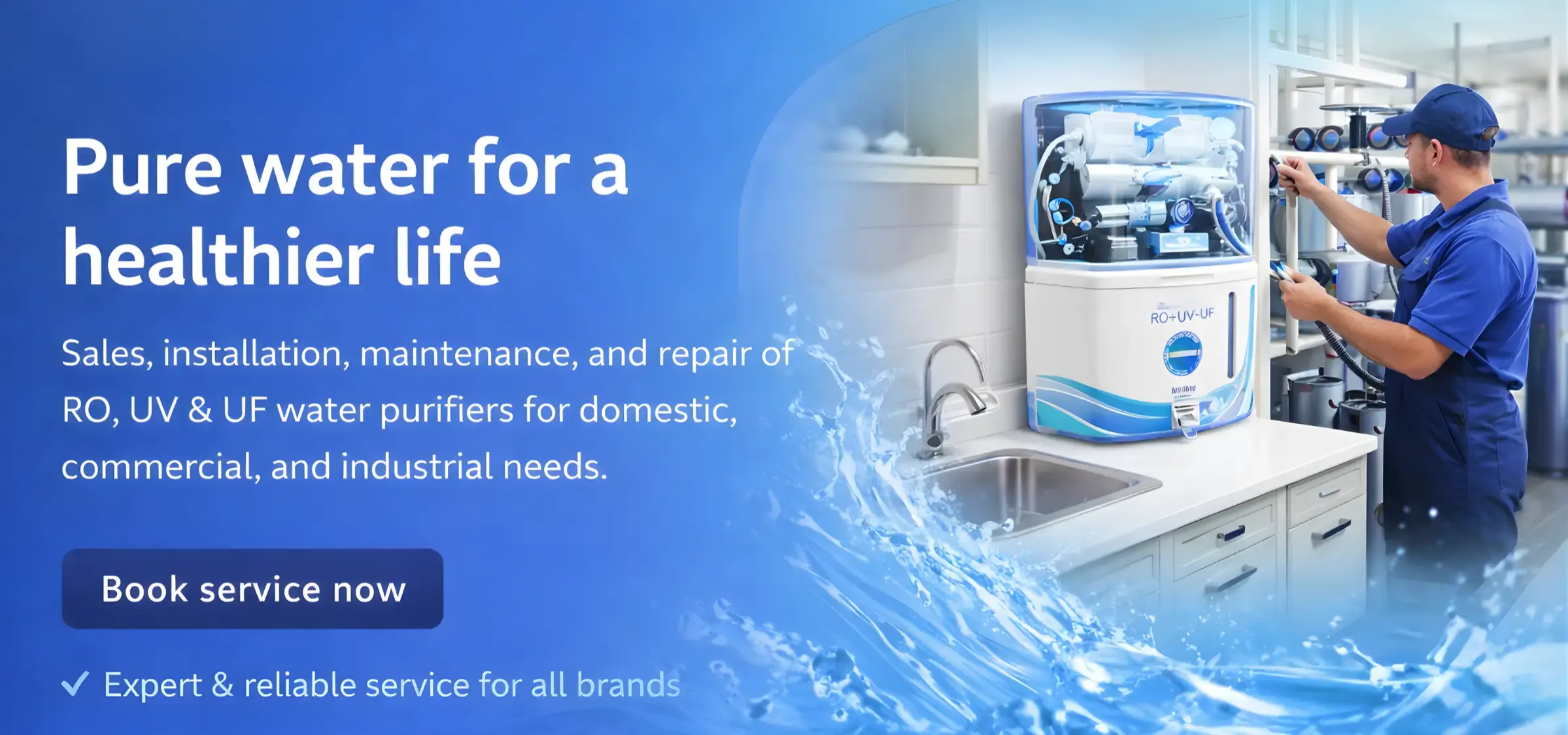 Modern water purifier system with advanced filtration