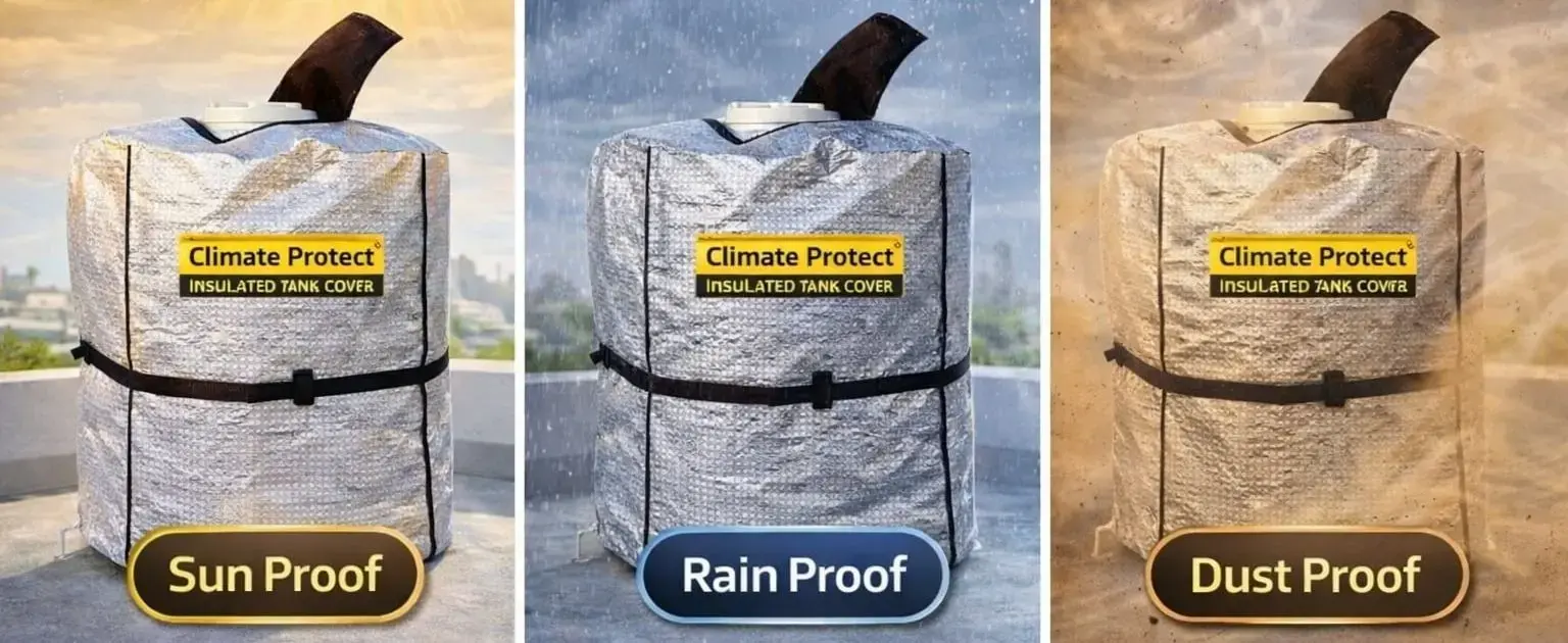 Climate Protect 3 Layer Insulated Water Tank Cover for Terrace Tanks – Protects Water from Sun Heat, Rain and Dust
