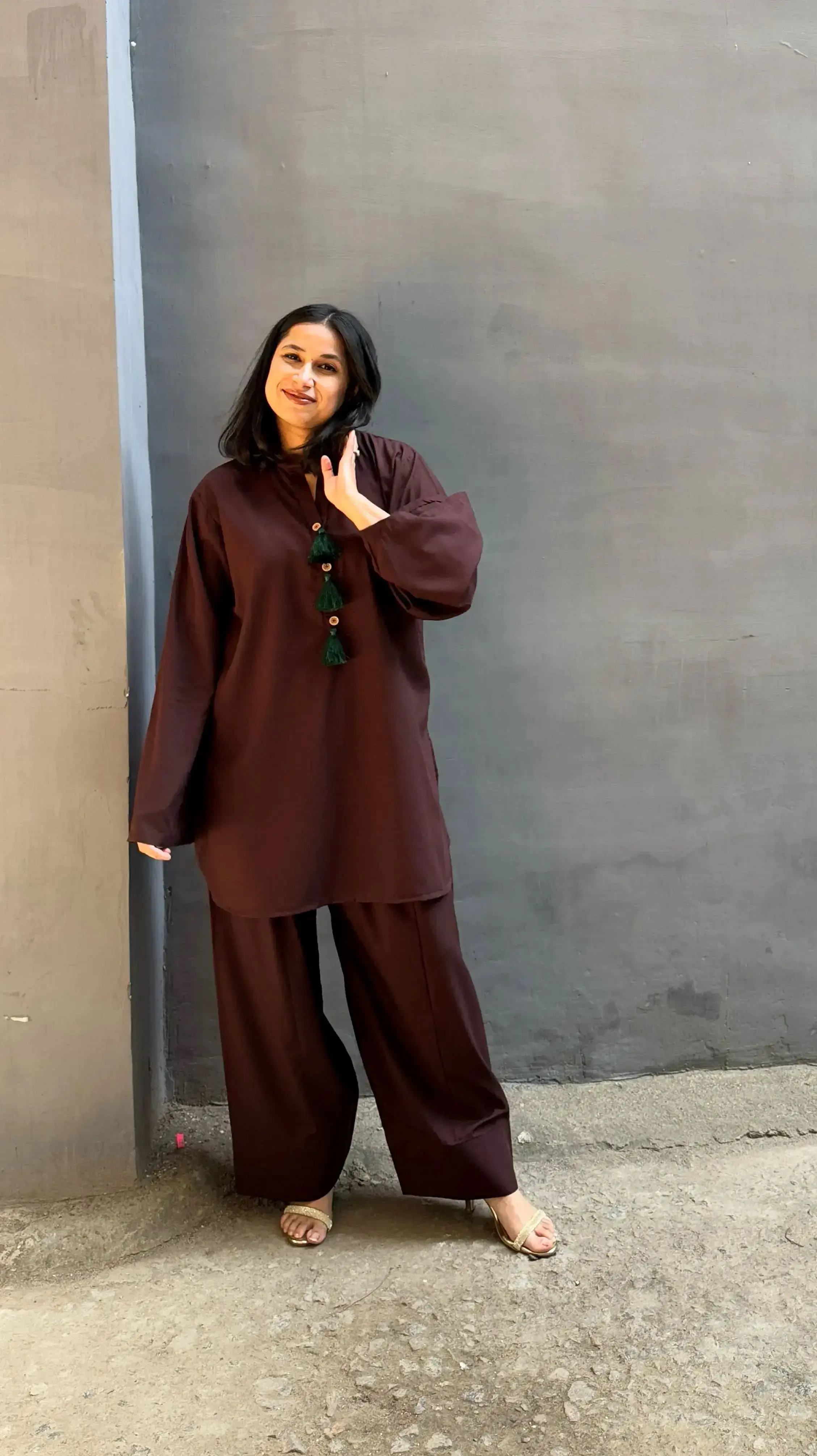 SOLIDS Farshi Salwar Suit Set in Espresso tone – breathable and timeless farshi salwar kameez