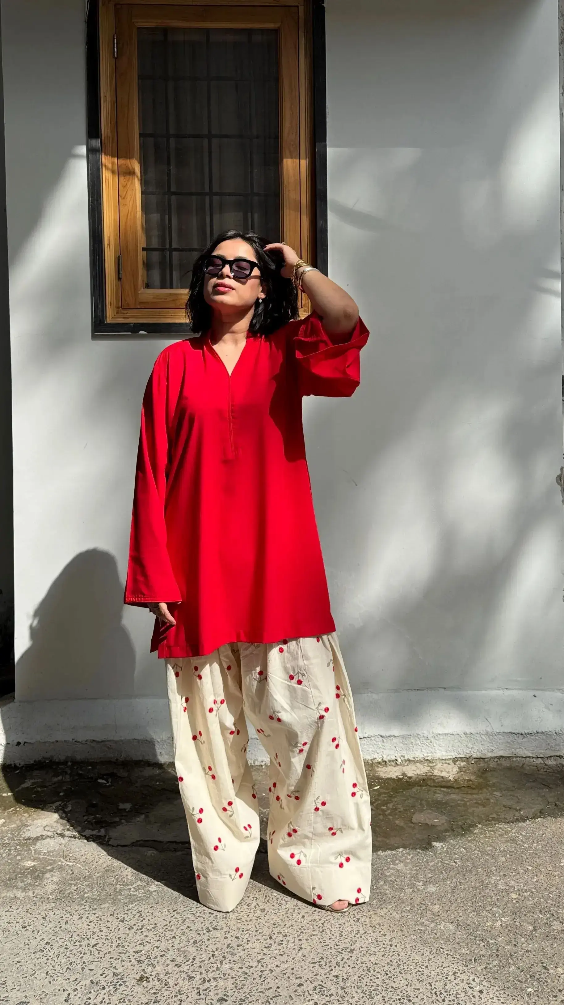 Cherry Red Salwar Suit in Soft Cotton – Comfortable Pick for Day Events and Festive Outfits