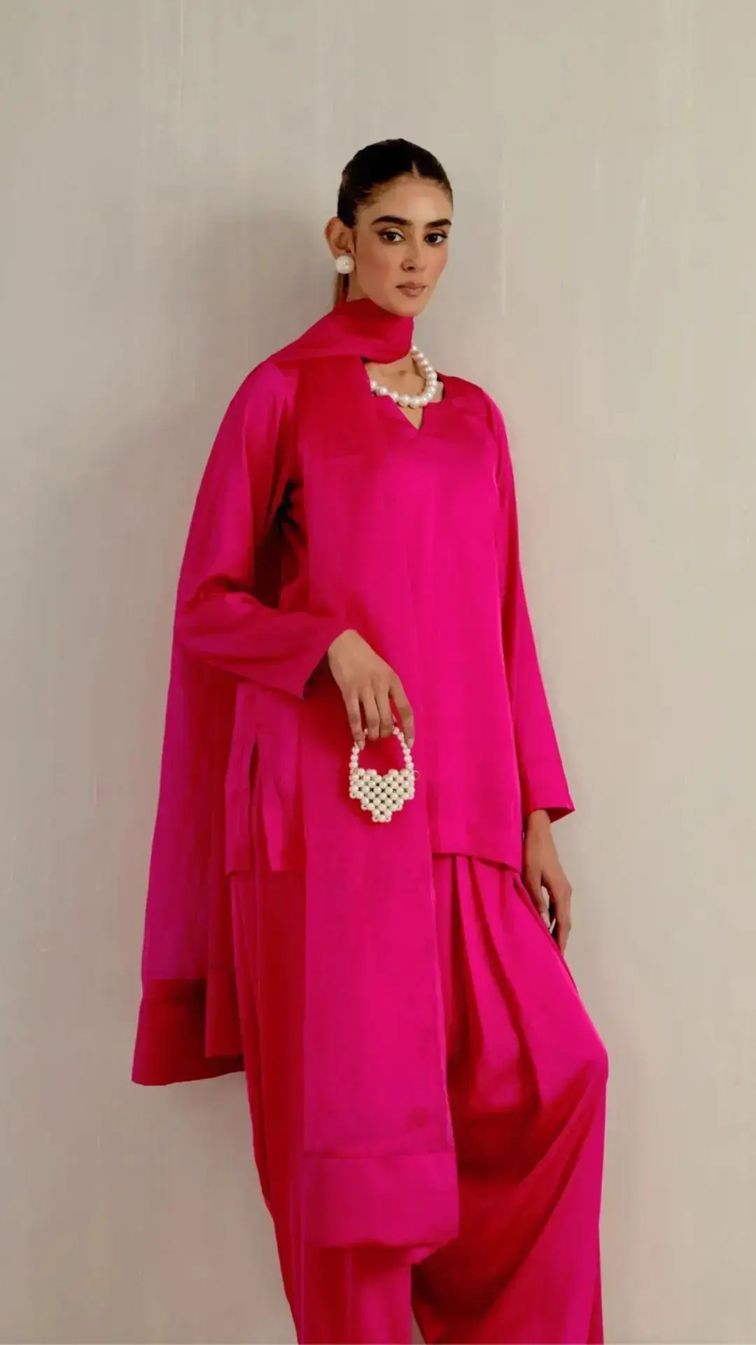 Gulaab Middle Eastern diwali special suit with Afghani salwar and pink dupatta by Pyoor