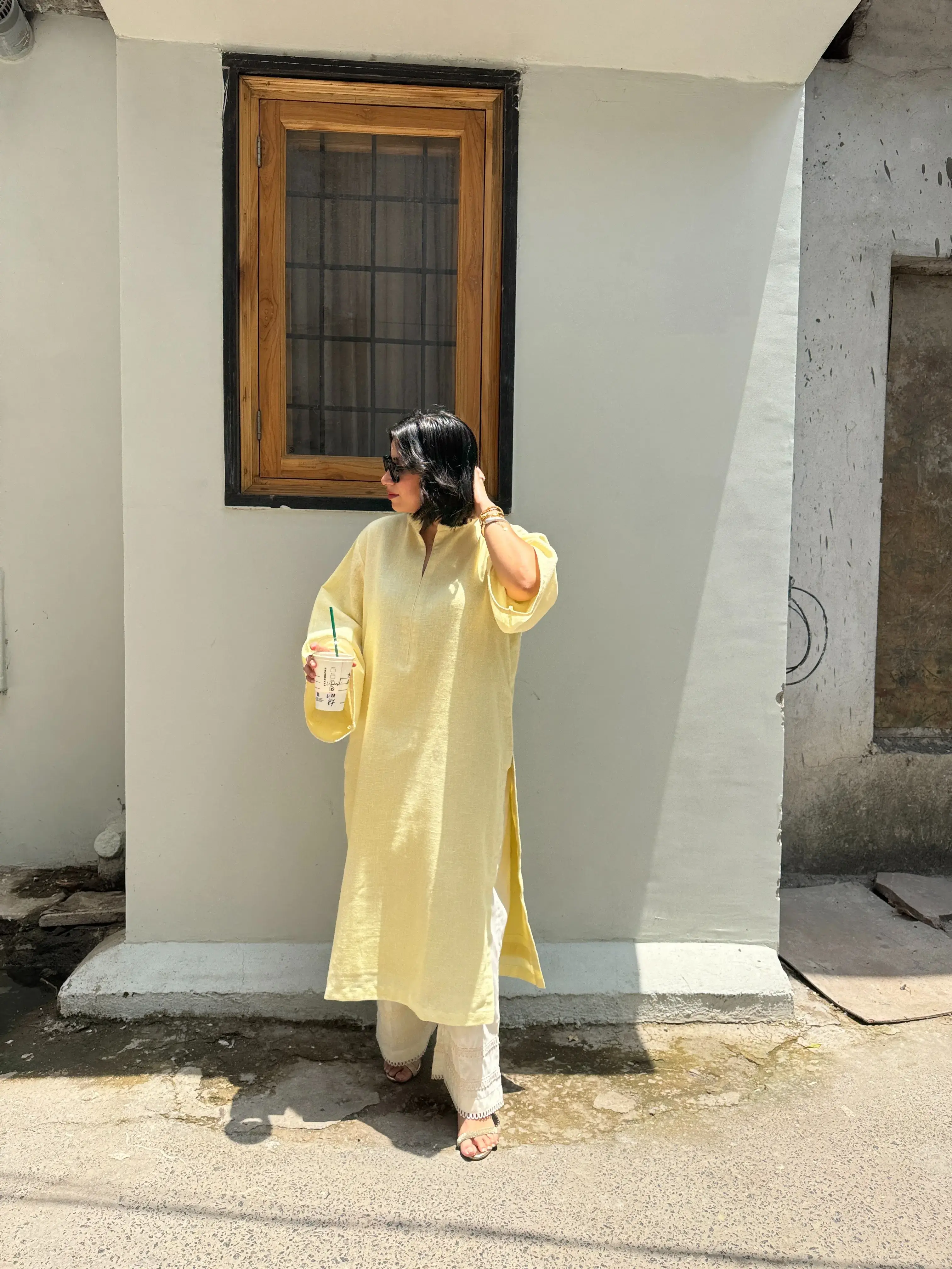 Oversized butter yellow kurta set – breathable and relaxed outfit as the best rakhi gift choice