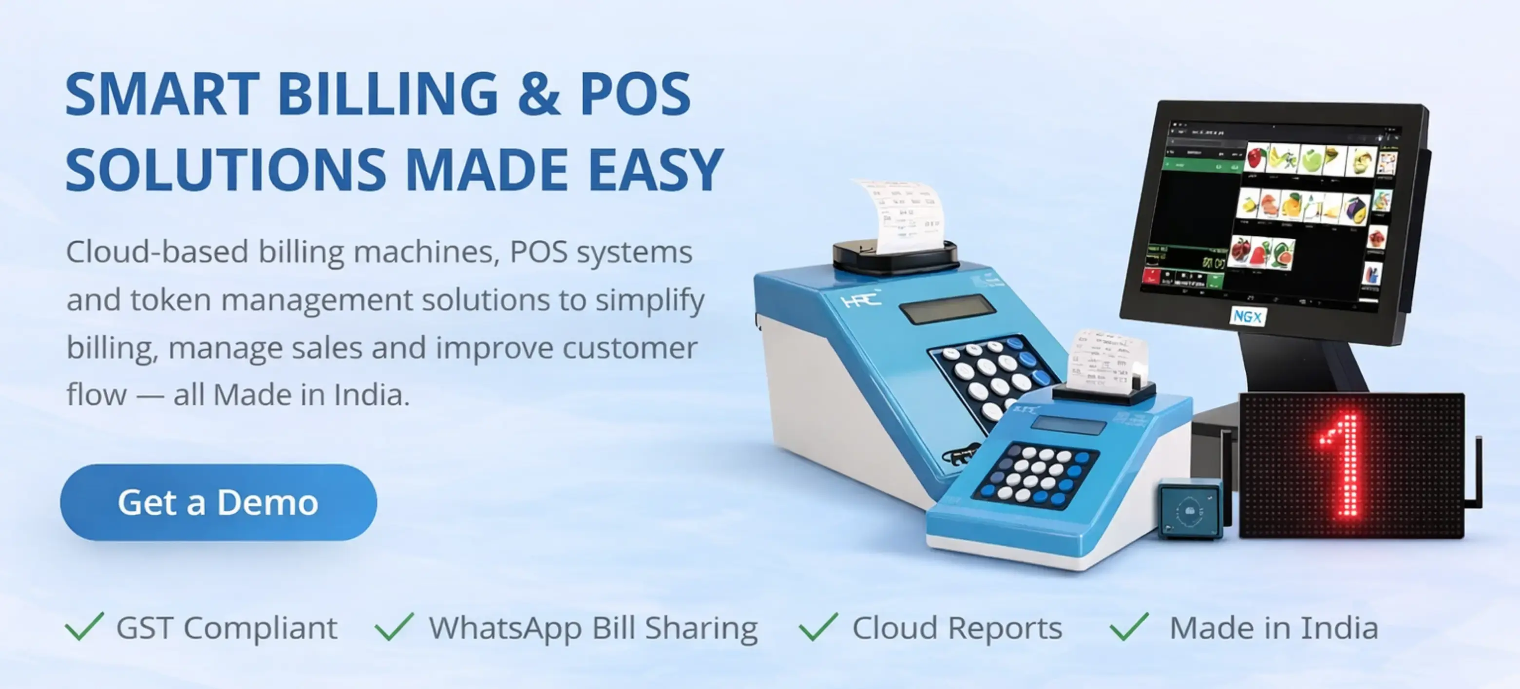 Modern POS system with touch screen interface