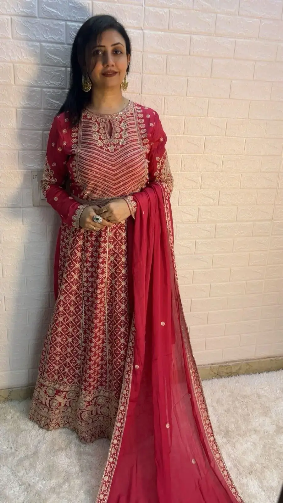 "Crepe Party Wear Floor Length Gown" from Tilla te Tabeez. Use coupon: NAVRATRI10 for 10% off. Crepe Party Wear Floor Length Gown