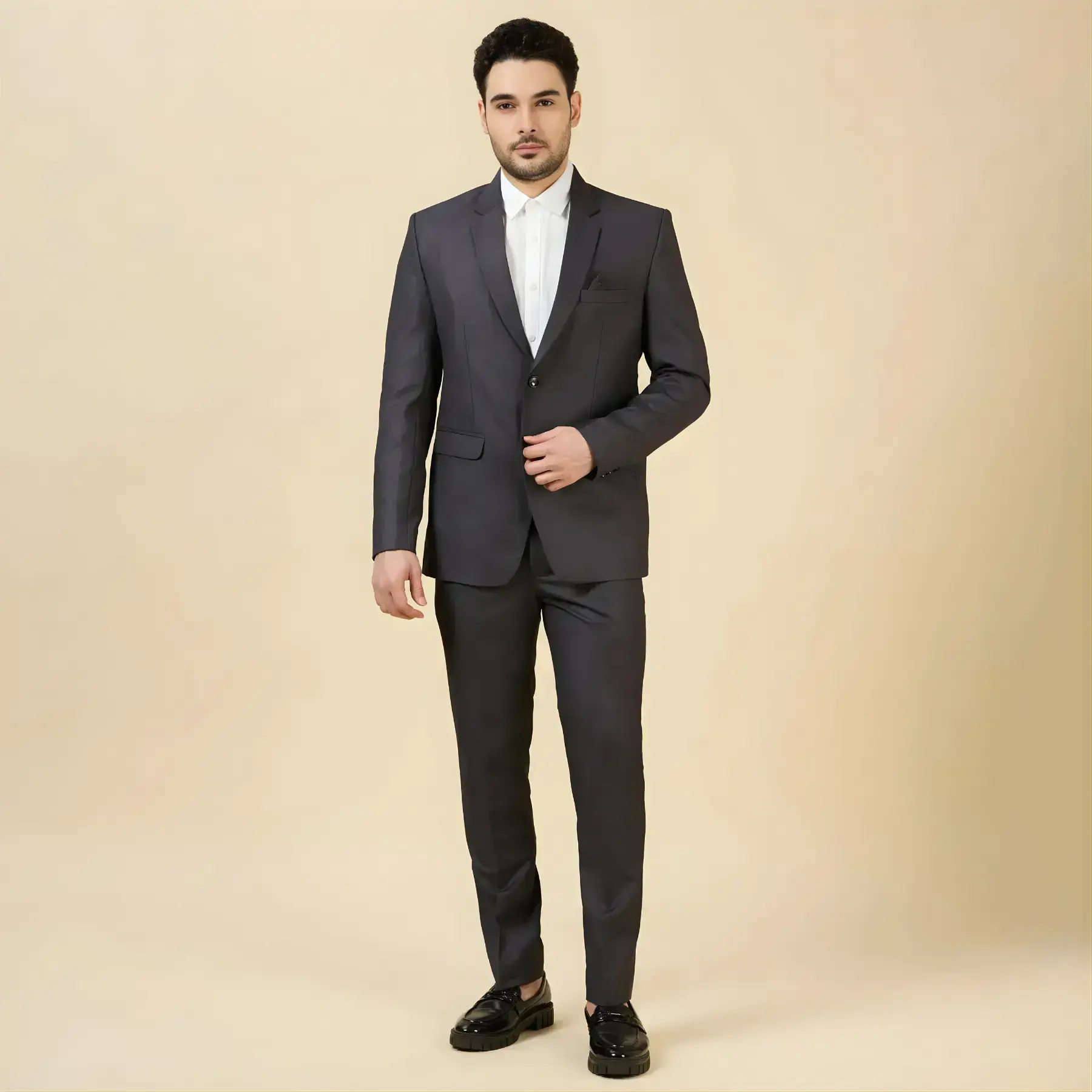 Navy Blue Double-Breasted Slim Fit Suit – The Suit Cart