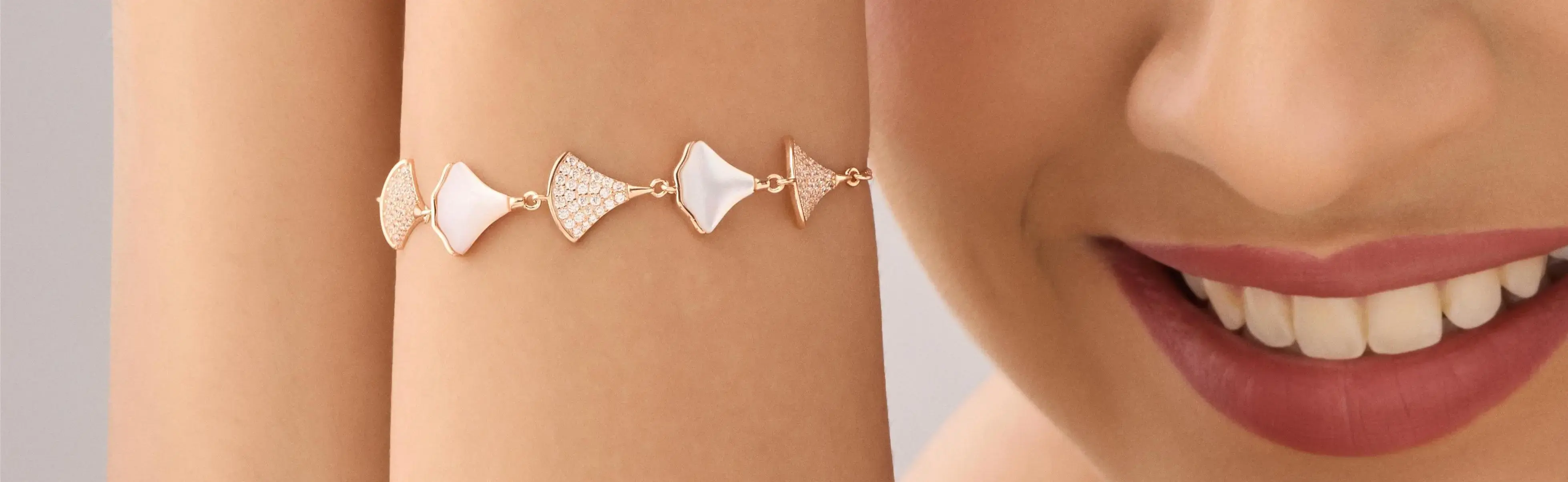 Beautiful Petal style rosegold polish silver bracelet specially crafted for modern women 