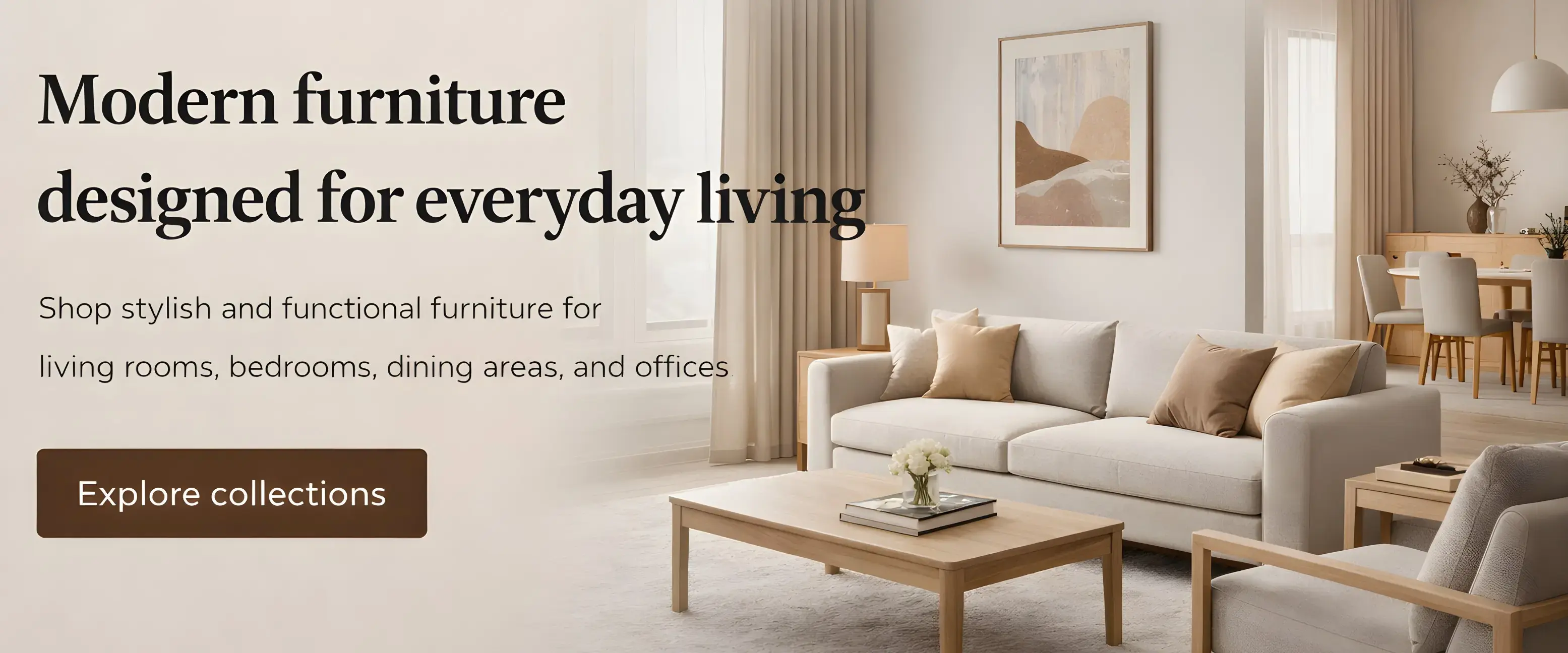 Elegant home furniture including sofas, beds, and dining sets