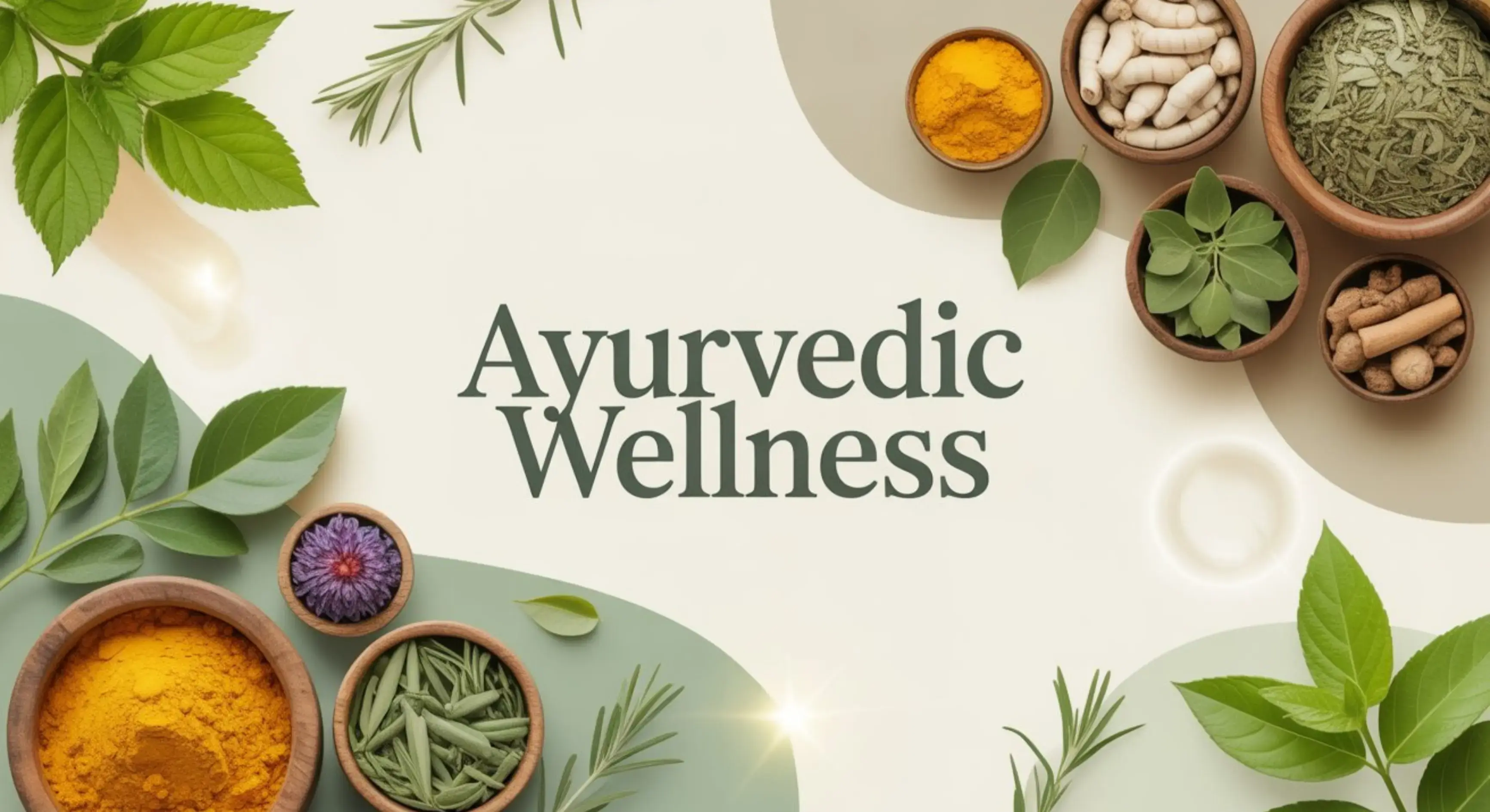 Ayurvedic wellness products in a serene setting