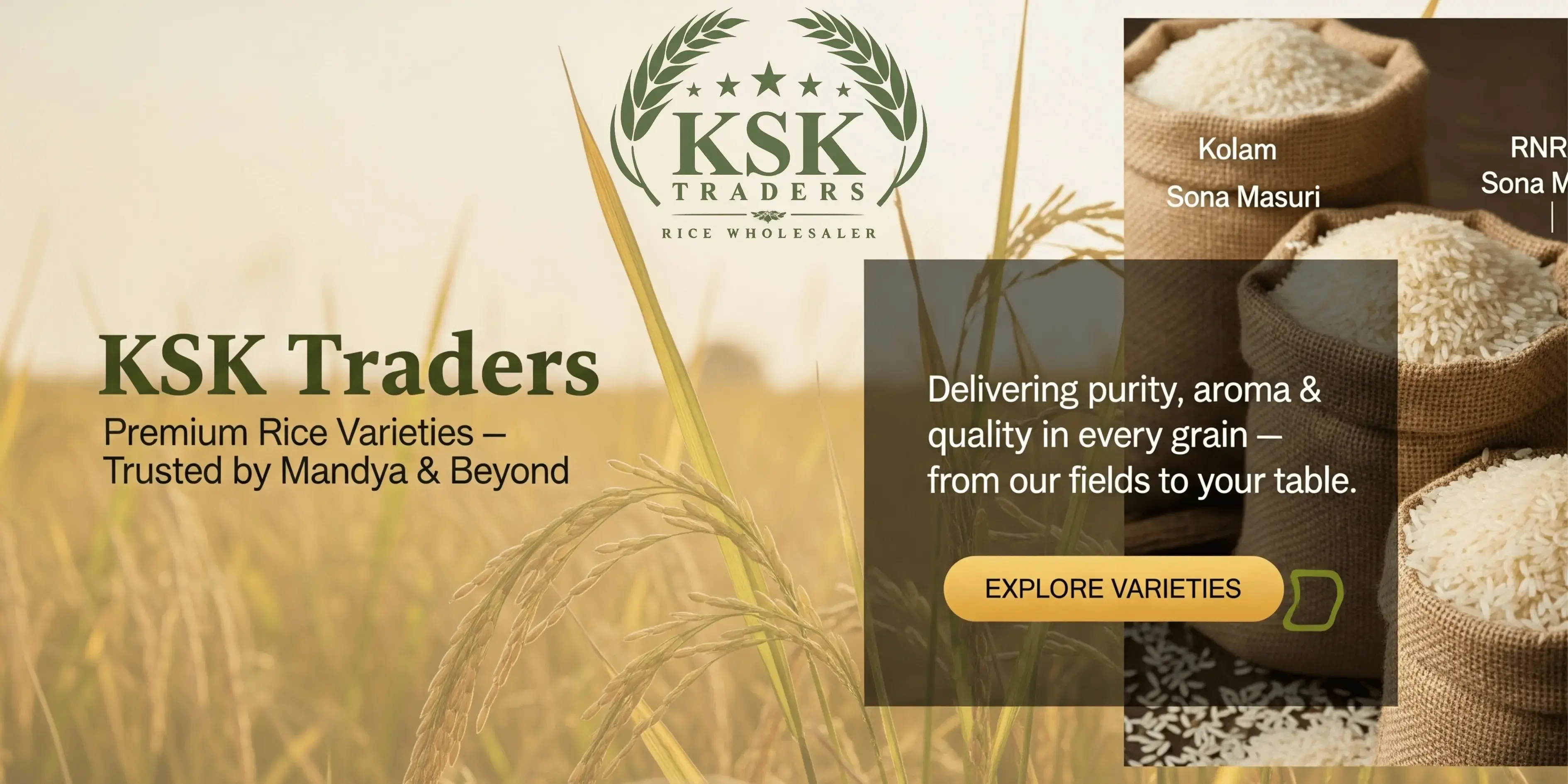 Premium rice varieties displayed in a high-quality setting