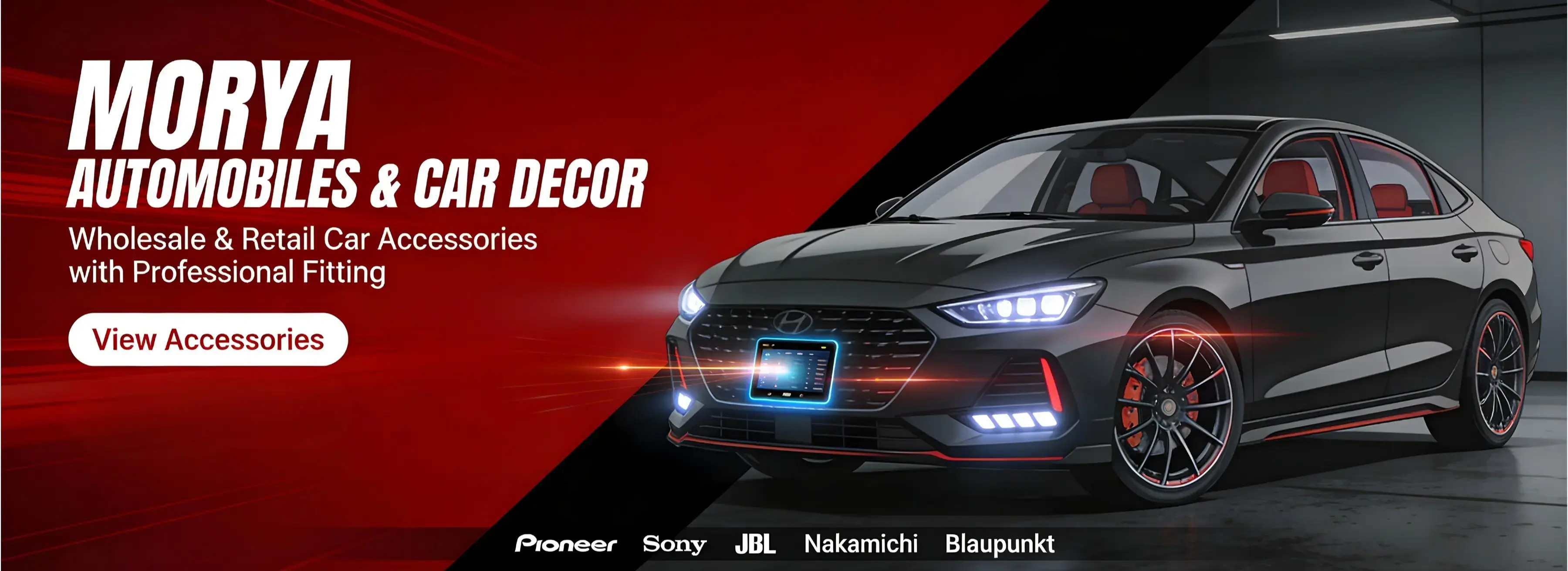 Premium car accessories displayed on a luxury car