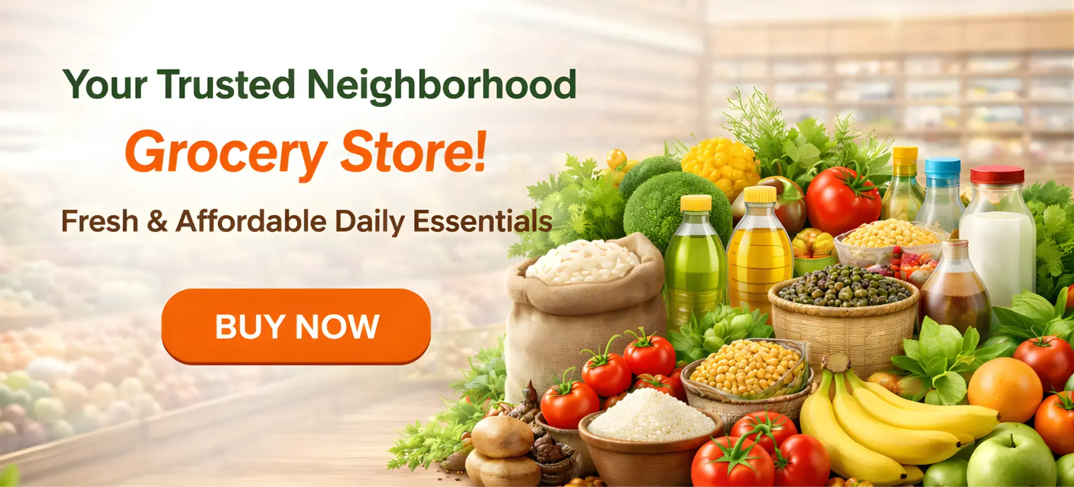 Fresh vegetables and grocery items arrangement