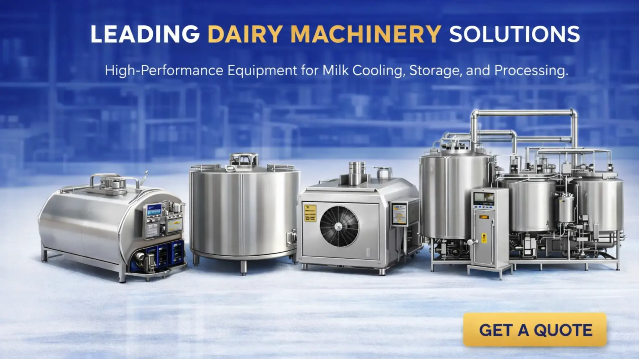 Modern dairy processing equipment installation