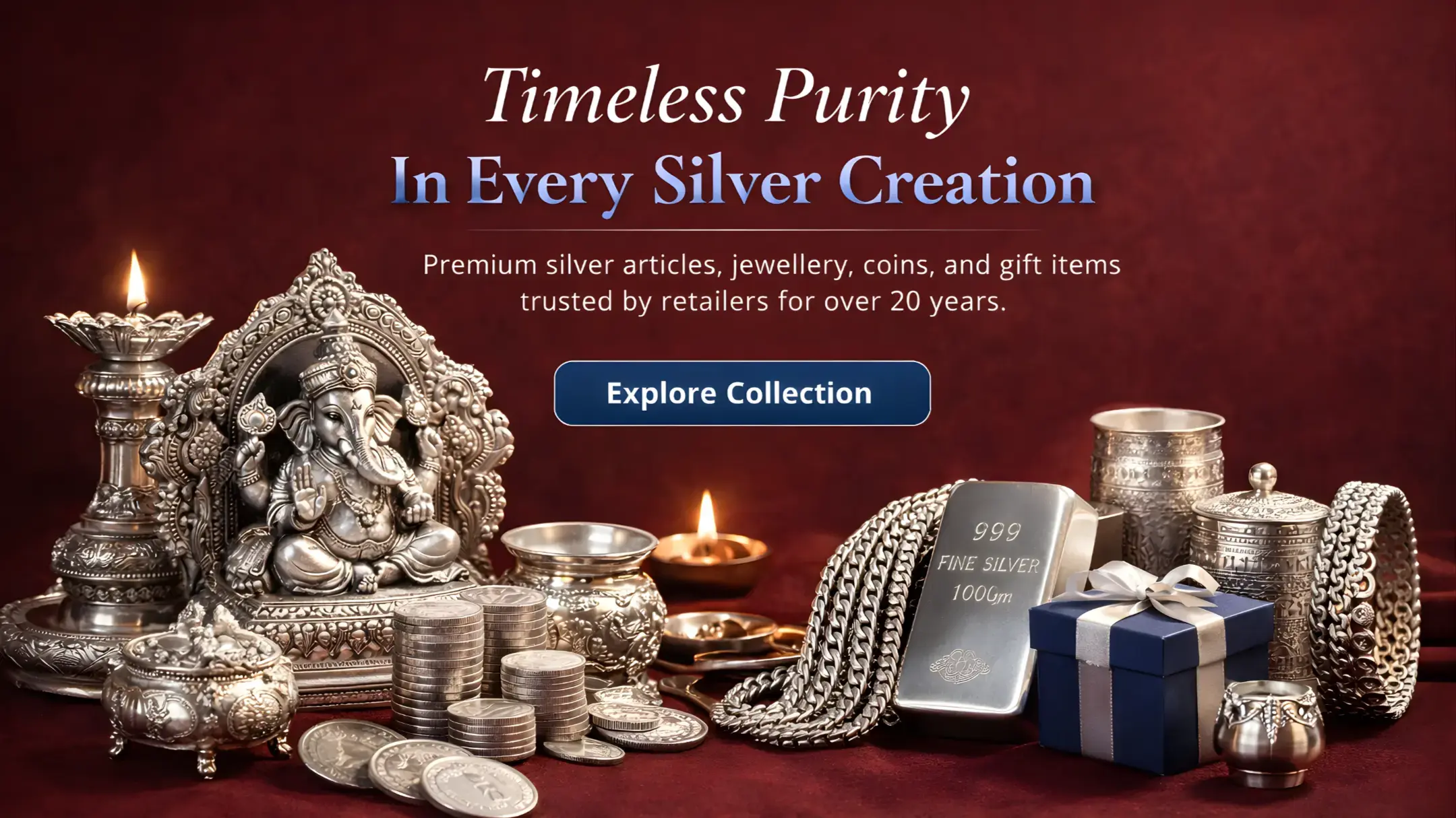 Premium silver jewelry collection display